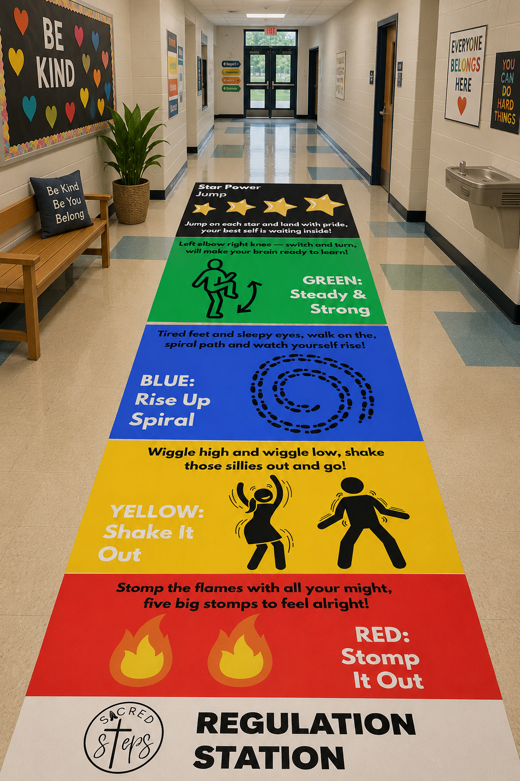The Regulation Station Portable Path — OT-Designed Self-Regulation Sensory Path for K-5 Schools