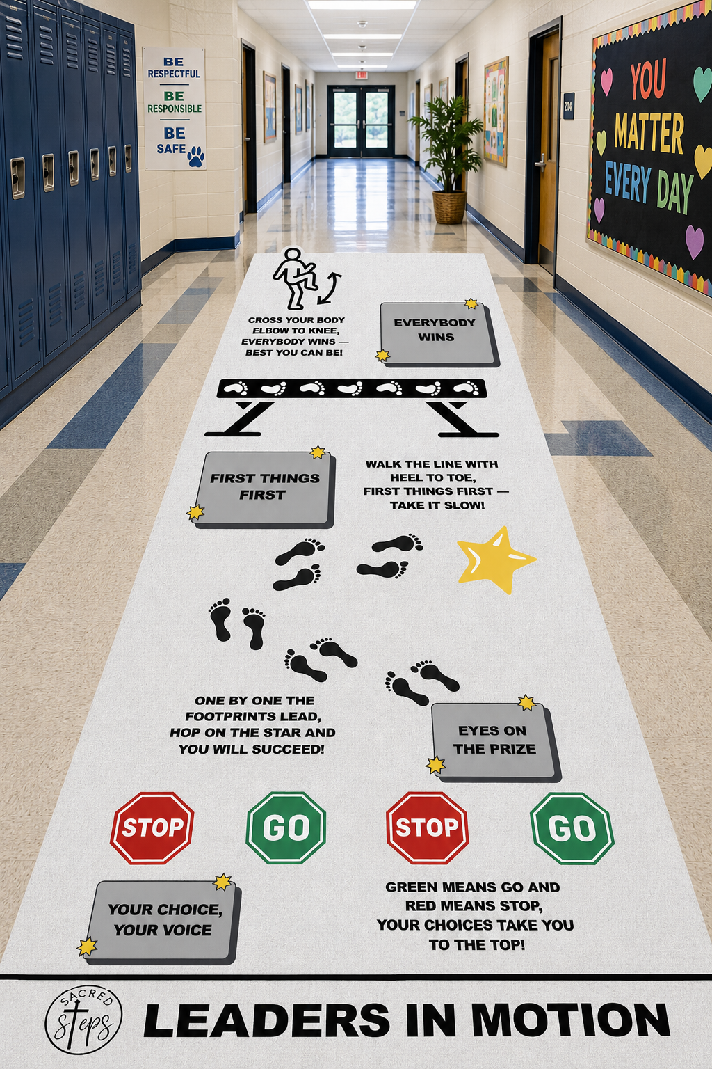 Leaders in Motion Portable Path — Set 1 - Portable Sensory Path for K-5 Schools