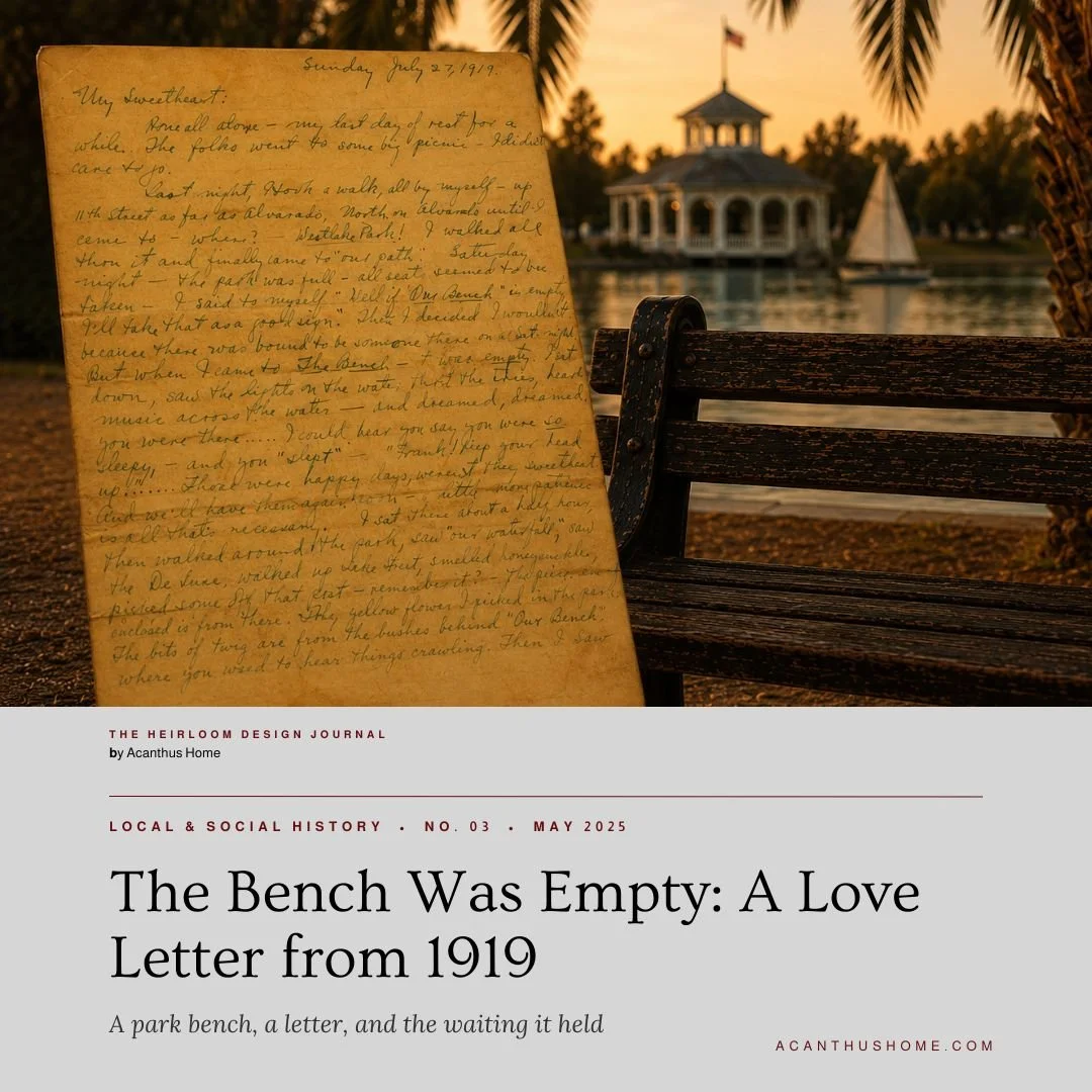 The Bench Was Empty: A Love Letter from 1919