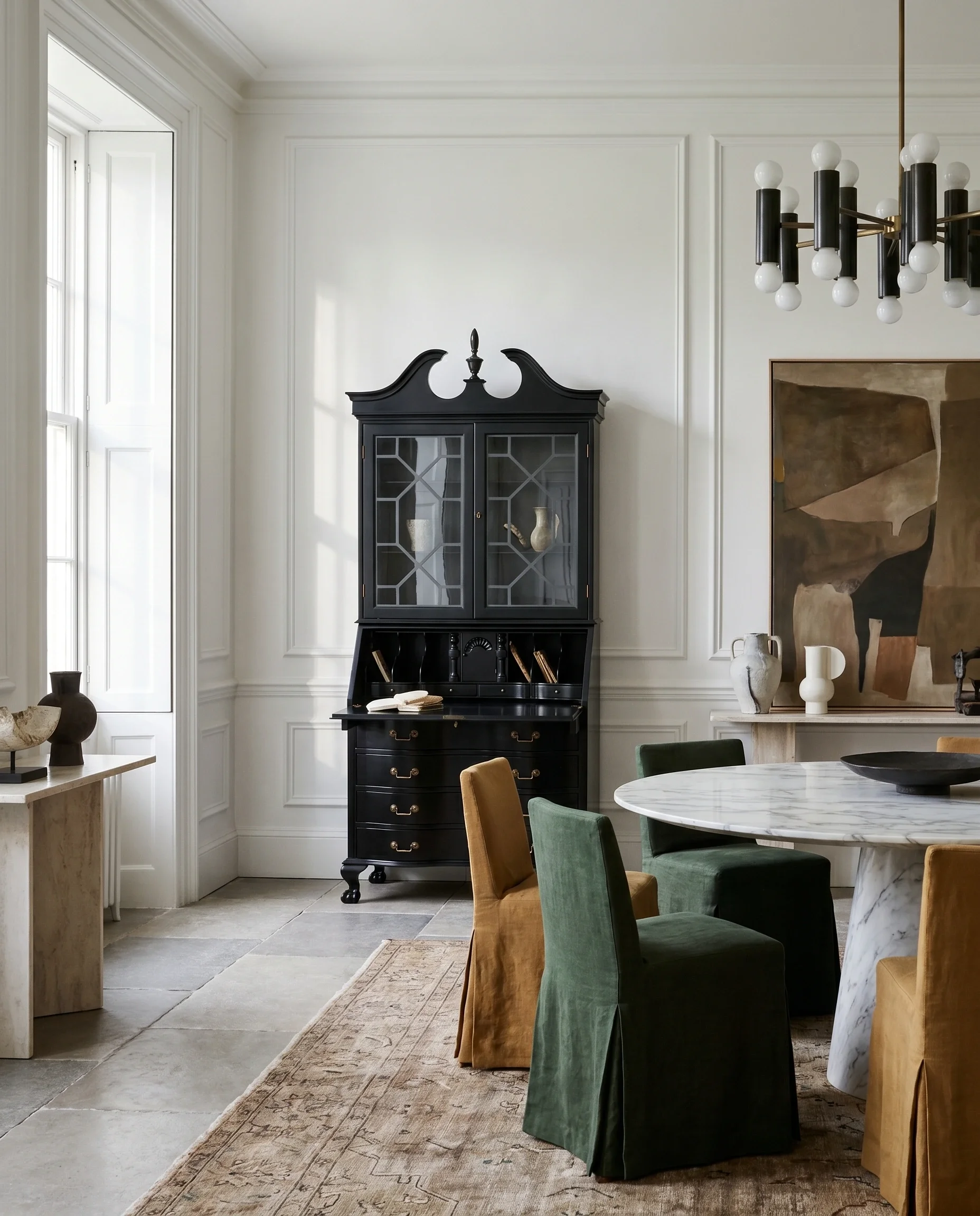 The_Obsidian_Atelier___Chippendale_Secretary_Desk_in_Modern_European_Dining_Room_roominate.webp