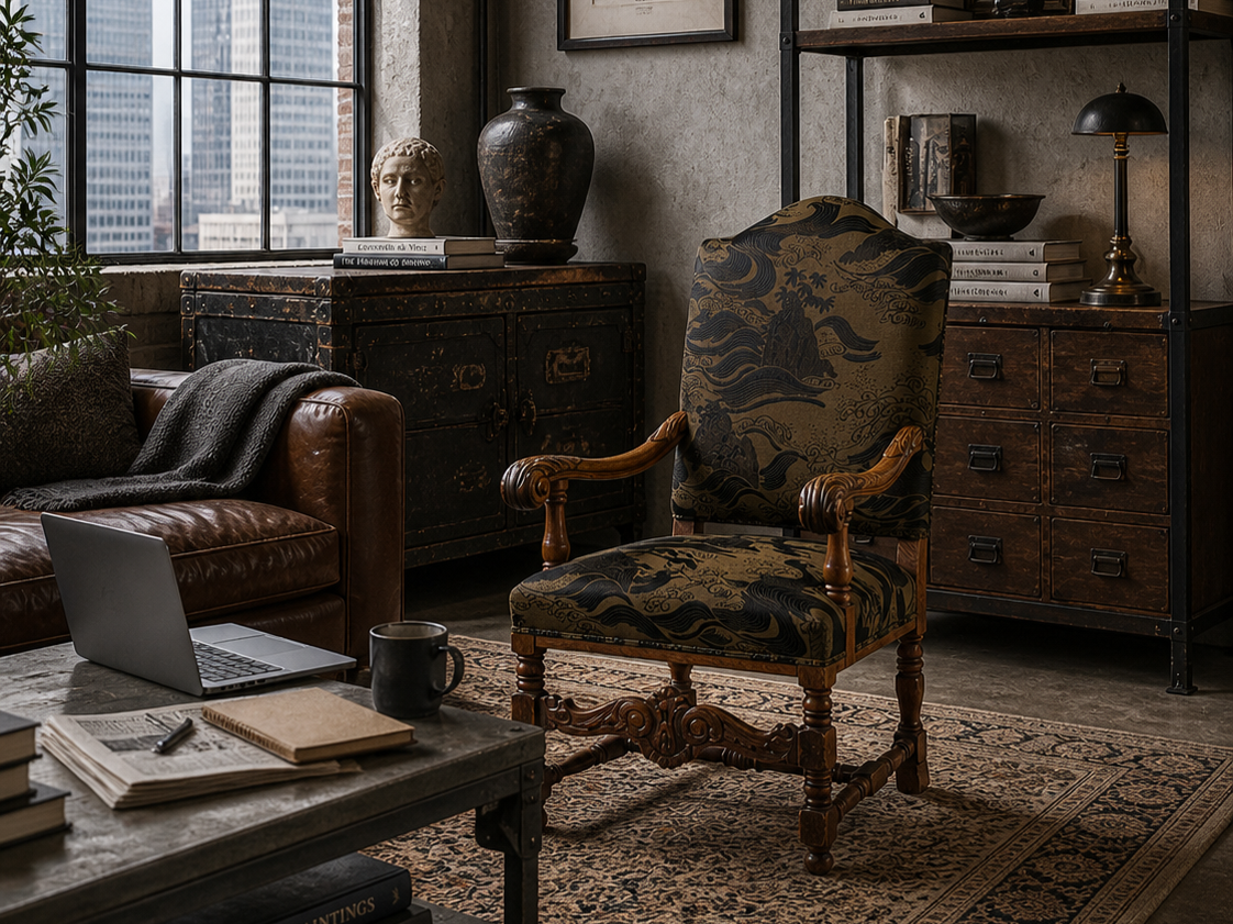 The Solstice Crest | Baroque Carved Oak Armchair