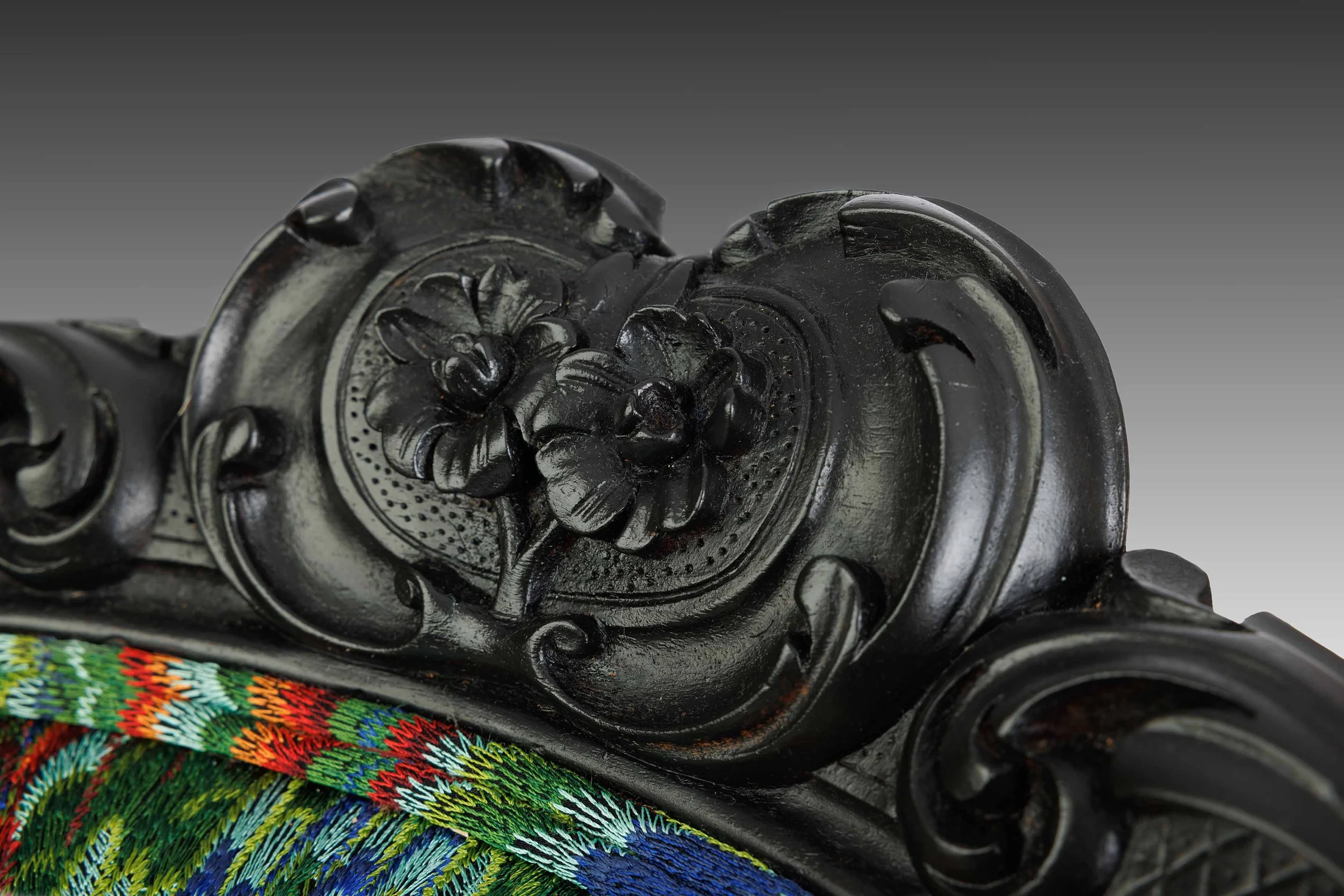 The Emerald Noir rare antique Victorian slipper chair restored by Acanthus Home
