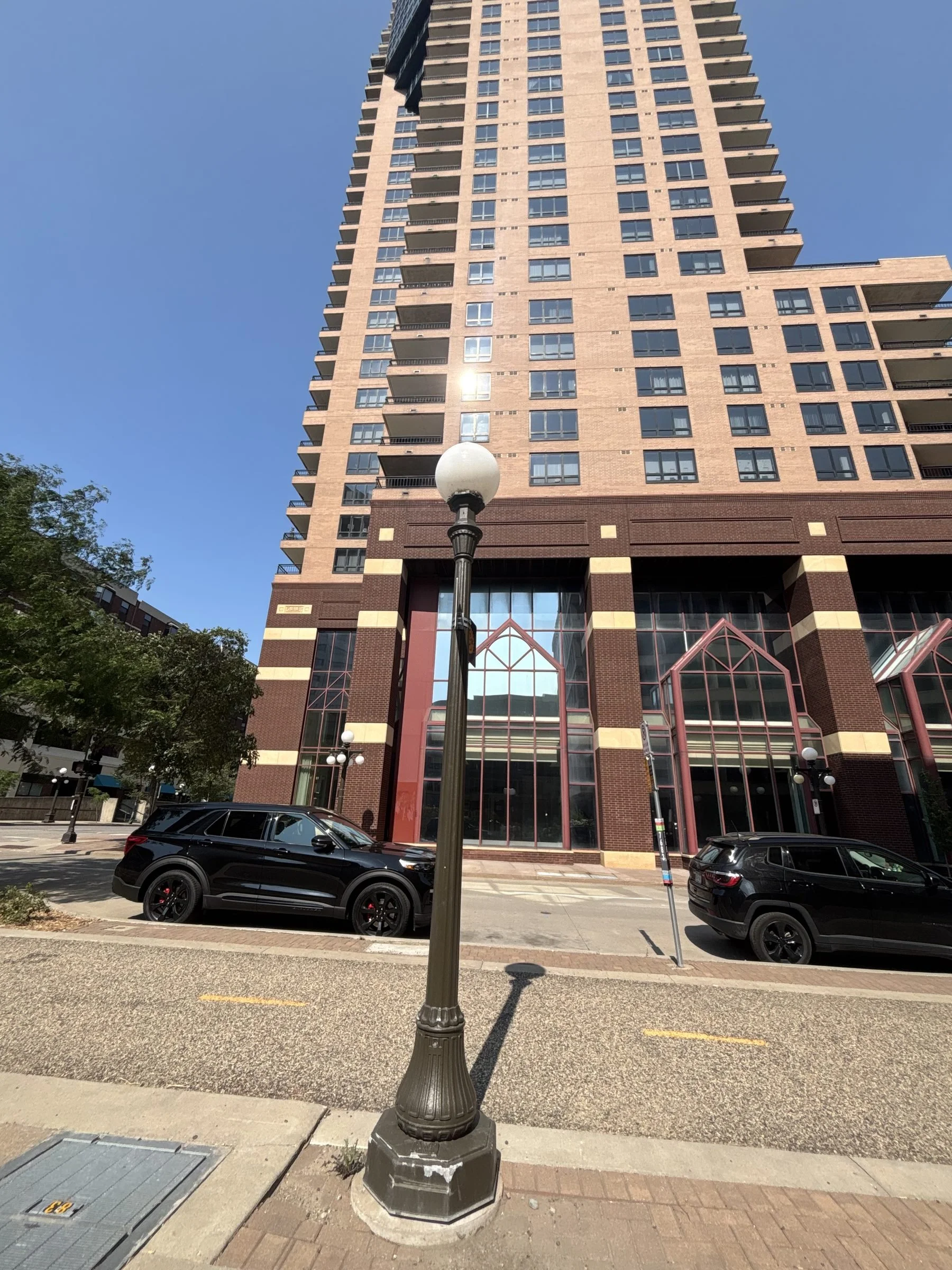 High-rise commercial building street view near project site