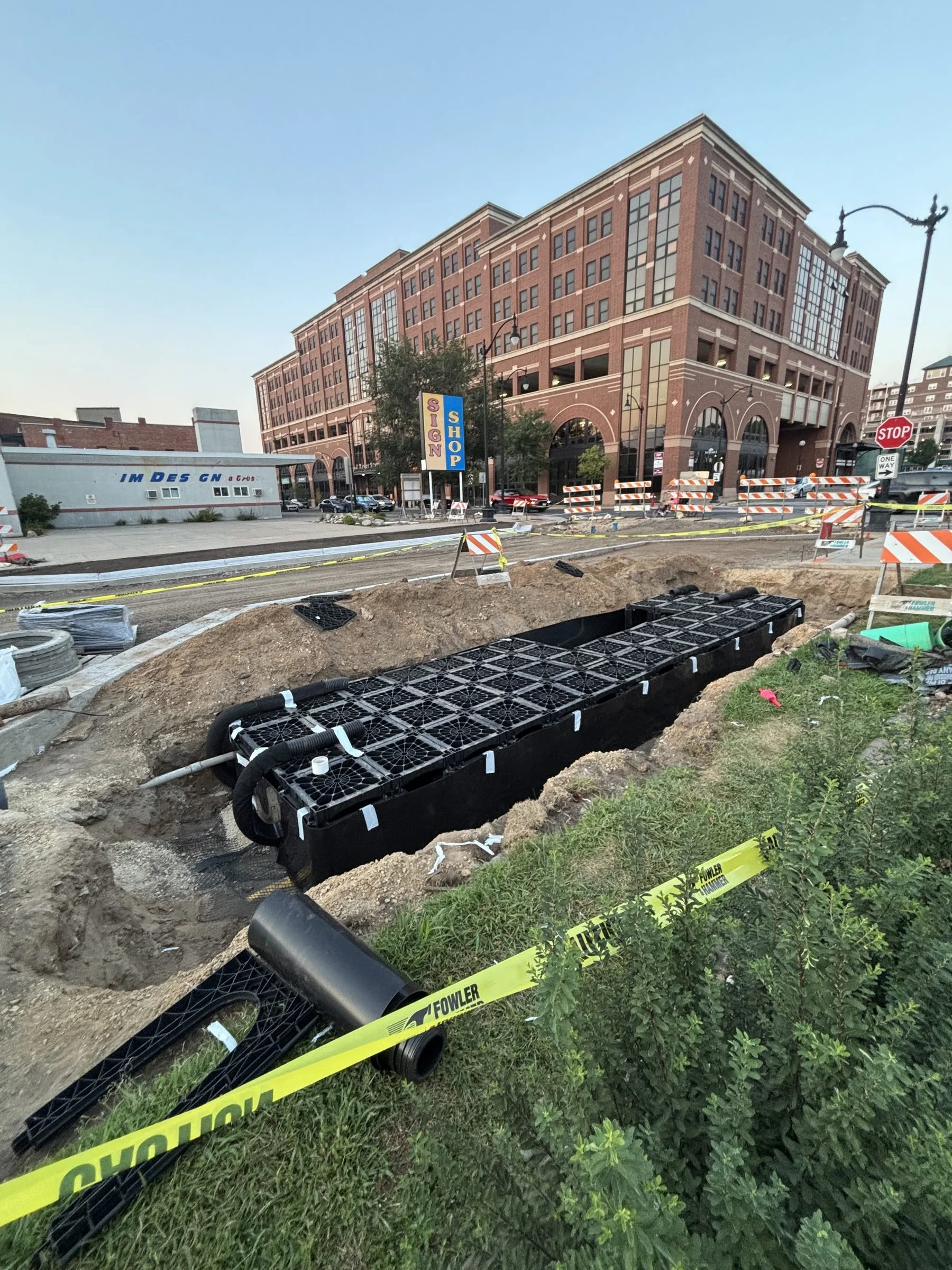 Underground stormwater chamber system installed at commercial site