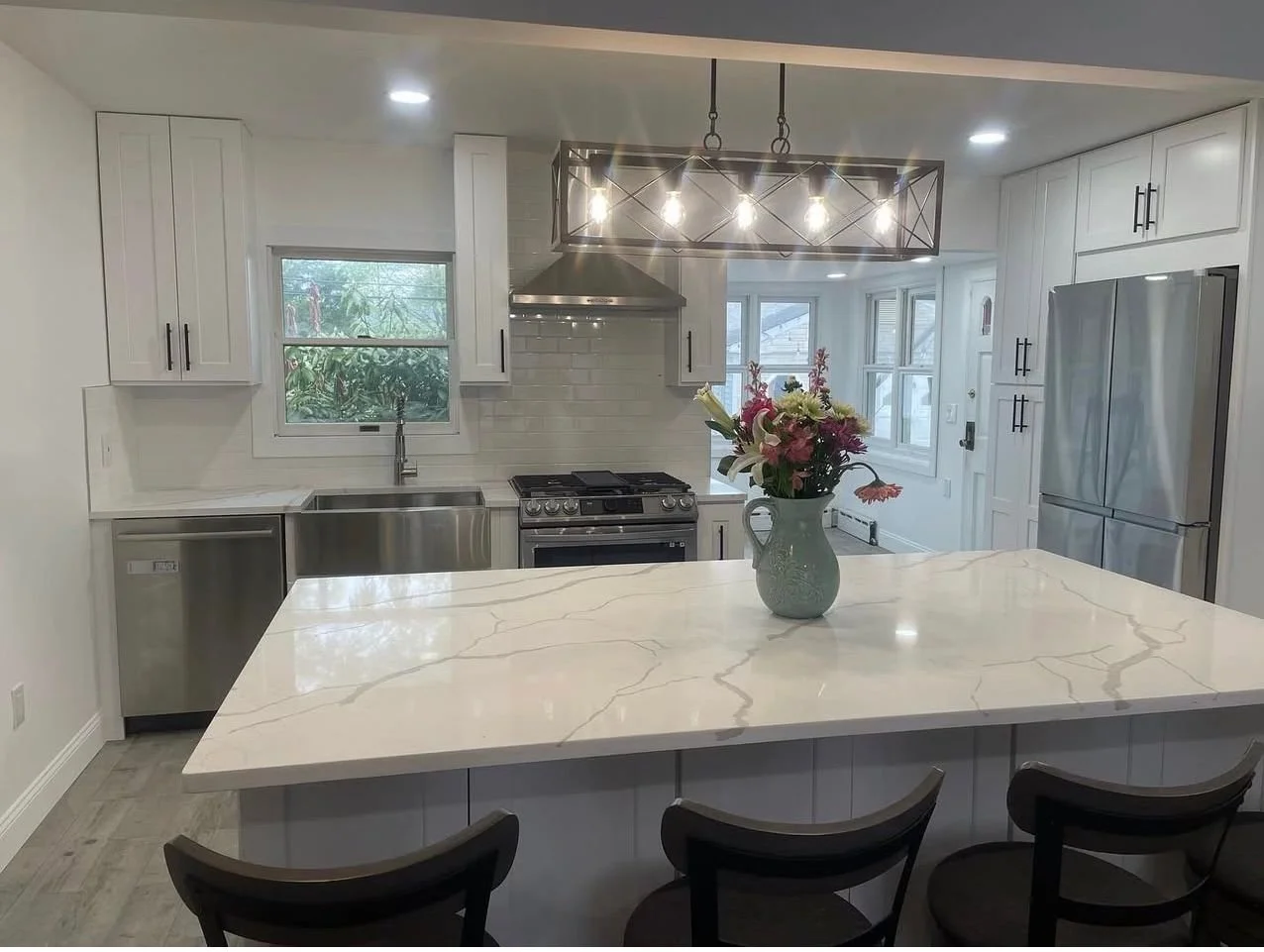 Long Island New York Custom Kitchen, in this home all electrical and plumbing had to be relocated to achieve the open concept the owner was looking for