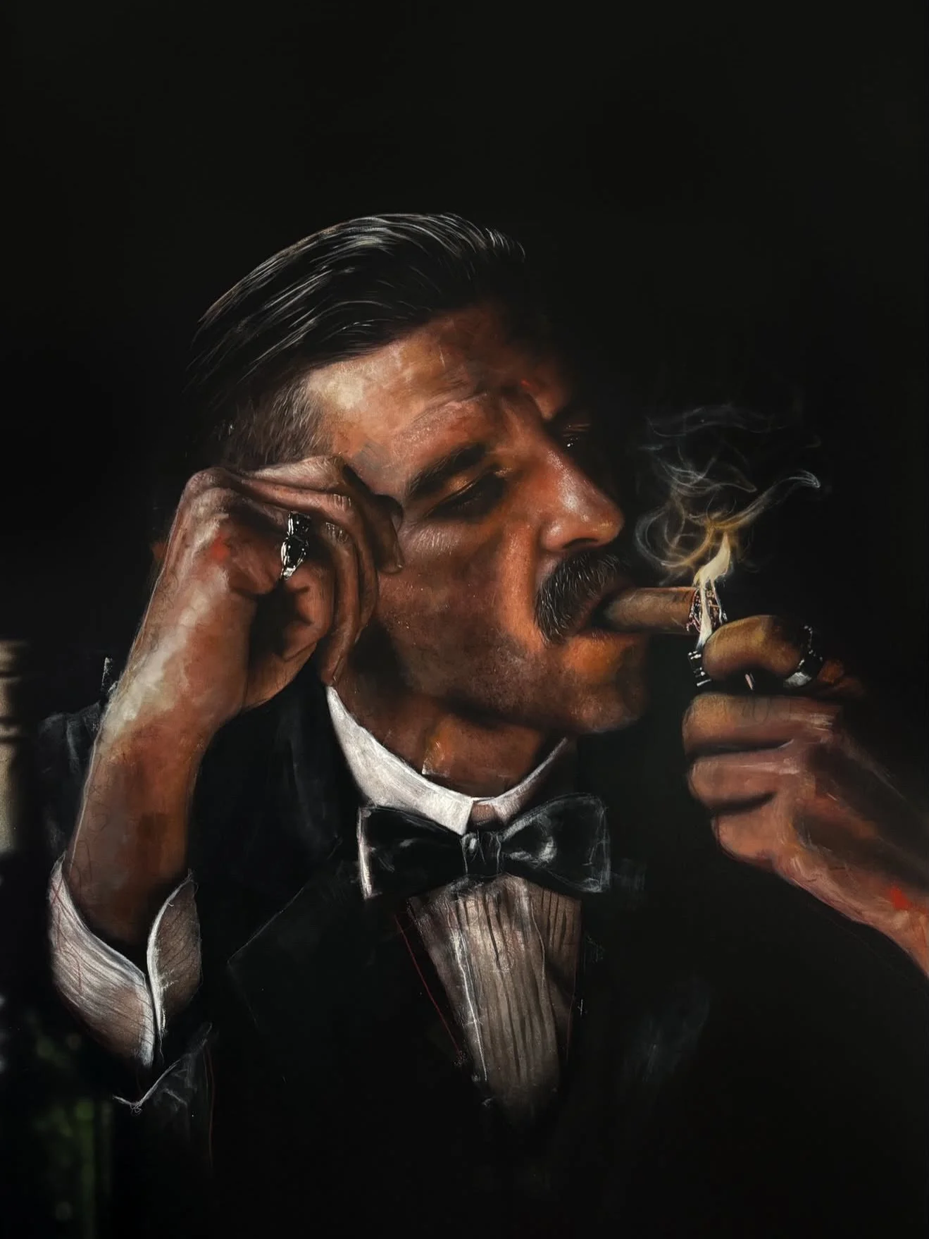 When your client asks for a custom Peaky Blinders piece for his new office&hellip; you make it happen.

A One-off artwork piece created by @johnhilltheartist for MRD&rsquo;s latest furniture project. 🔥 Can&rsquo;t wait to see this installed 

#inter