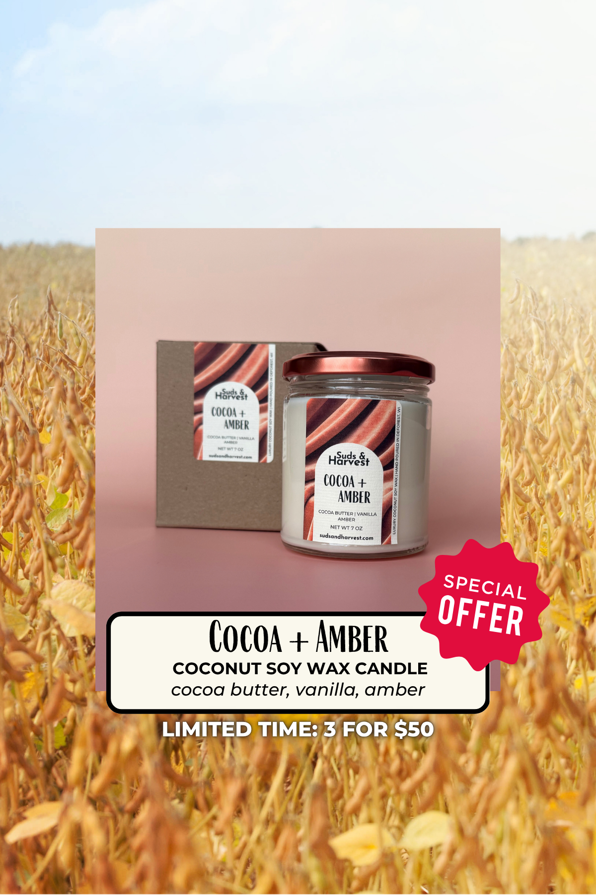 Cocoa + Amber Candle