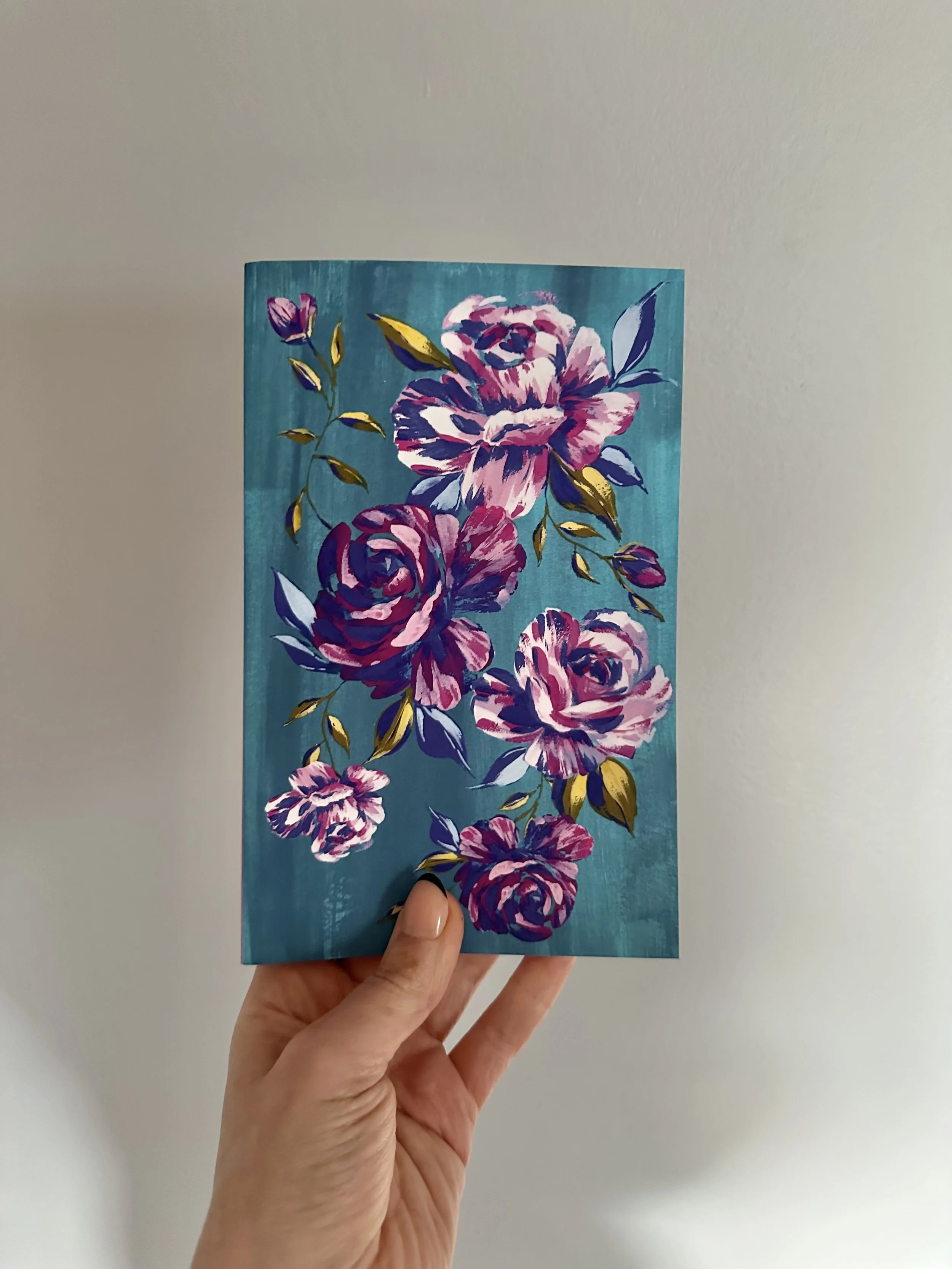 Vibrant Rose Garden Magenta and Teal Notebook