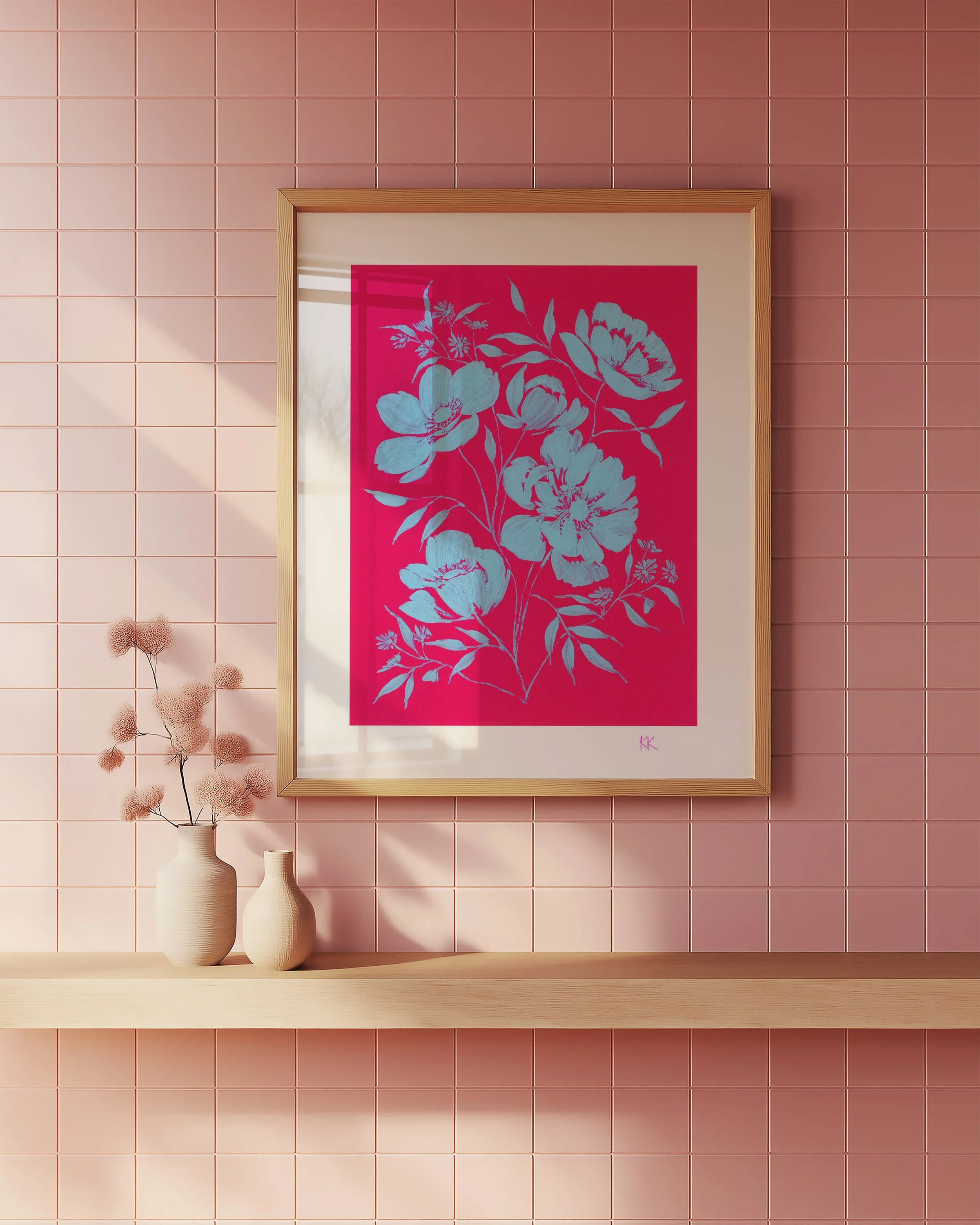 Tile Mockup_Signed_Aqua Anemones on Magenta Print Scan.jpg