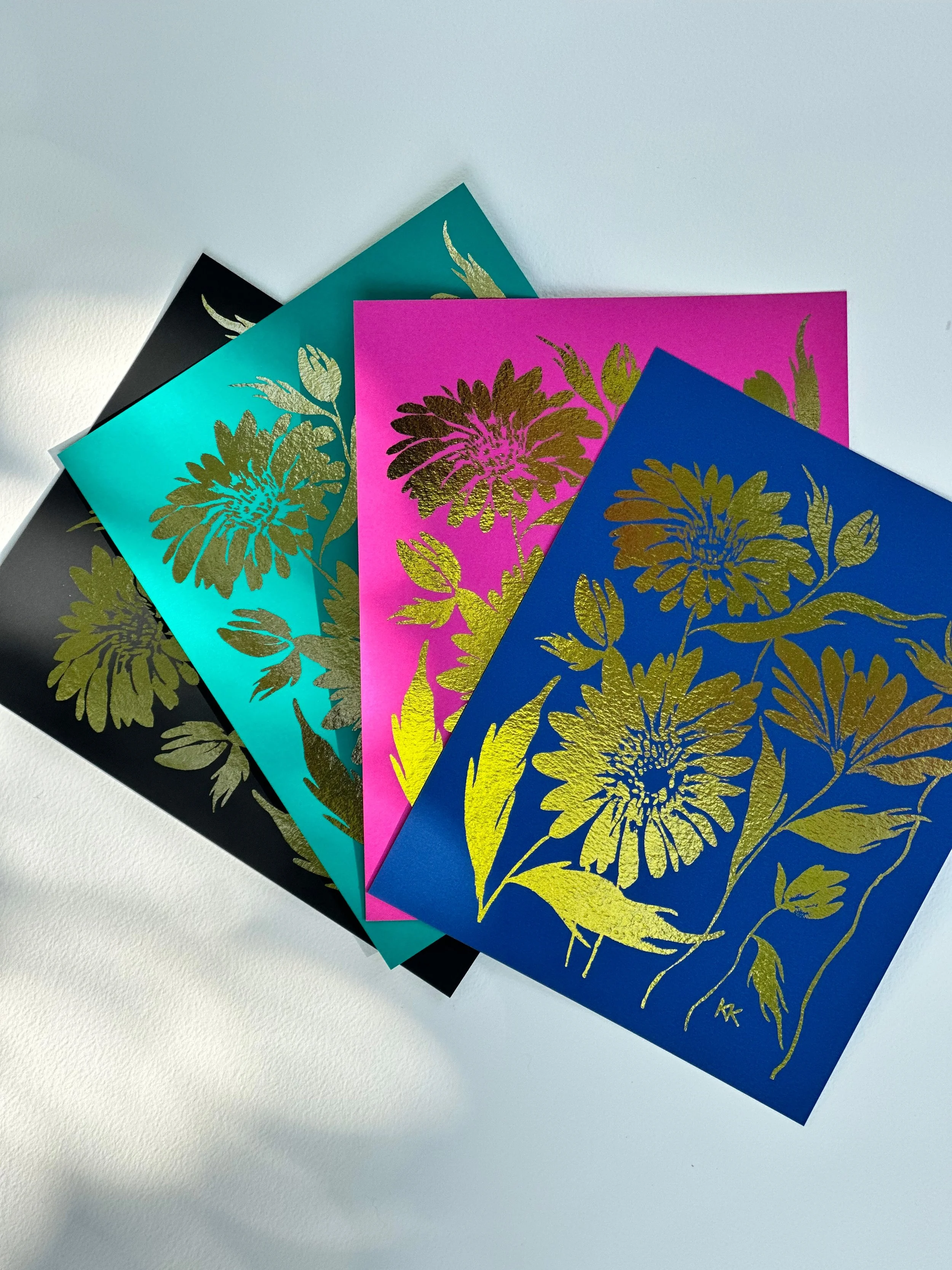 8x10" Daisies Gold Foil Silhouette No. 1 Art Print