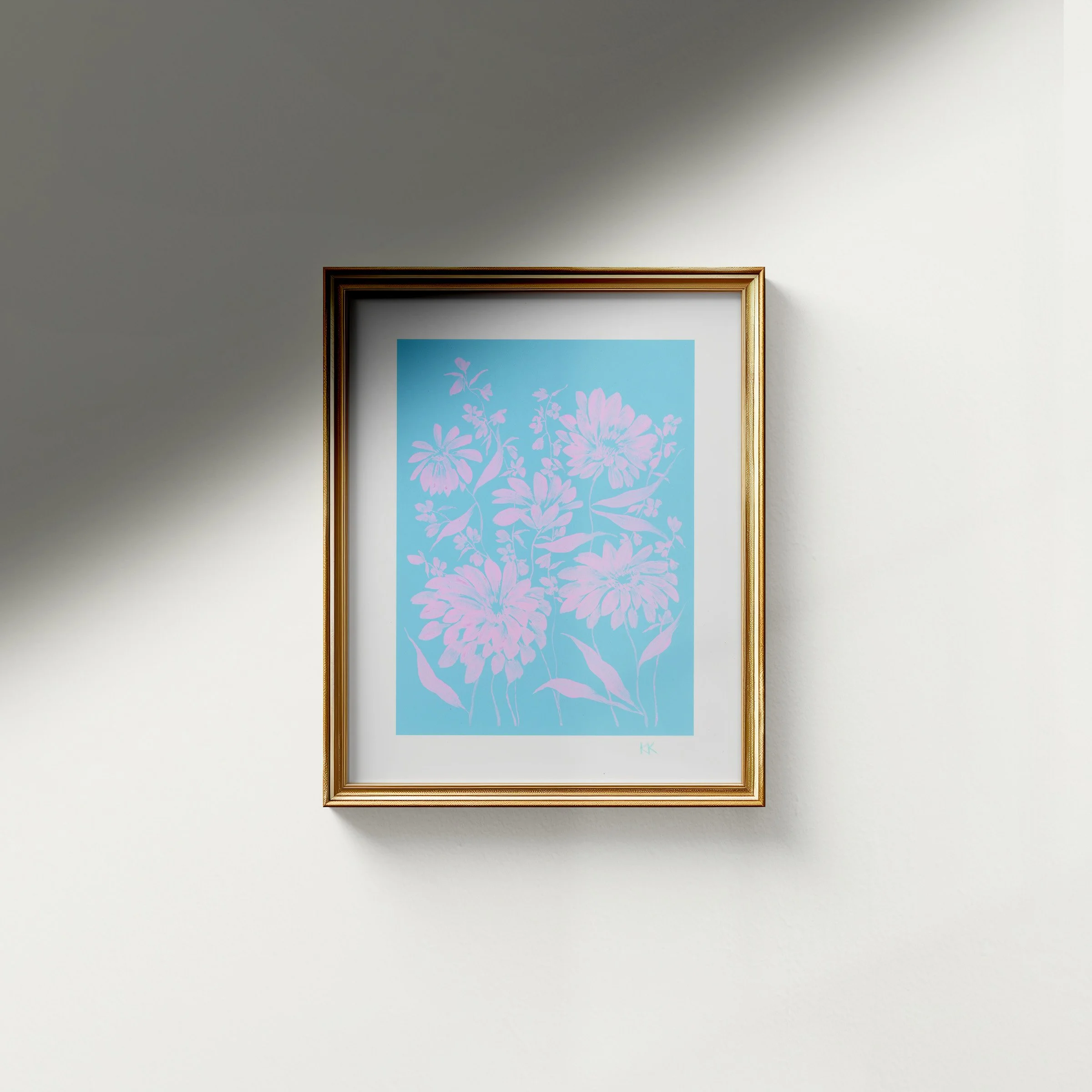 Gold Frame Mockup_Signed_Lilac Ziniias on Aqua Print Scan.jpg