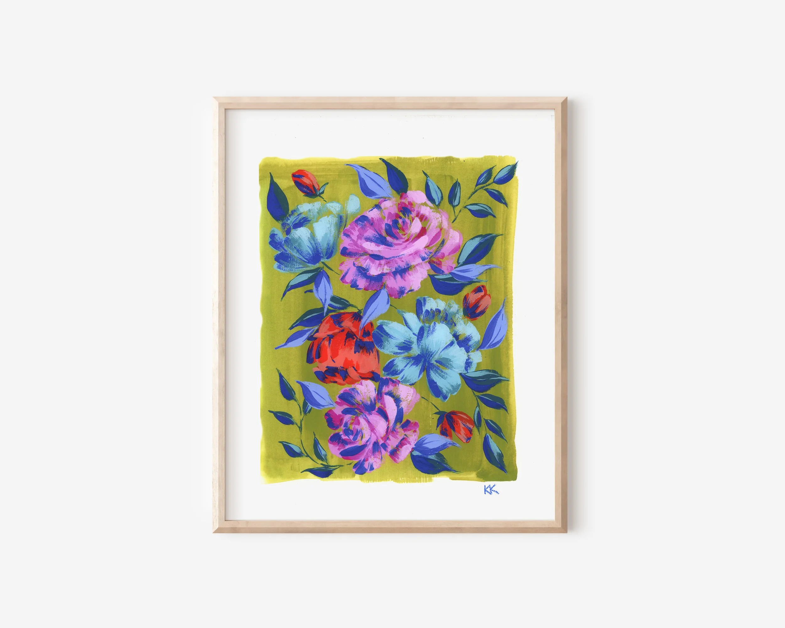 8x10 Multi Roses on Olivine Print in woog frame.jpg