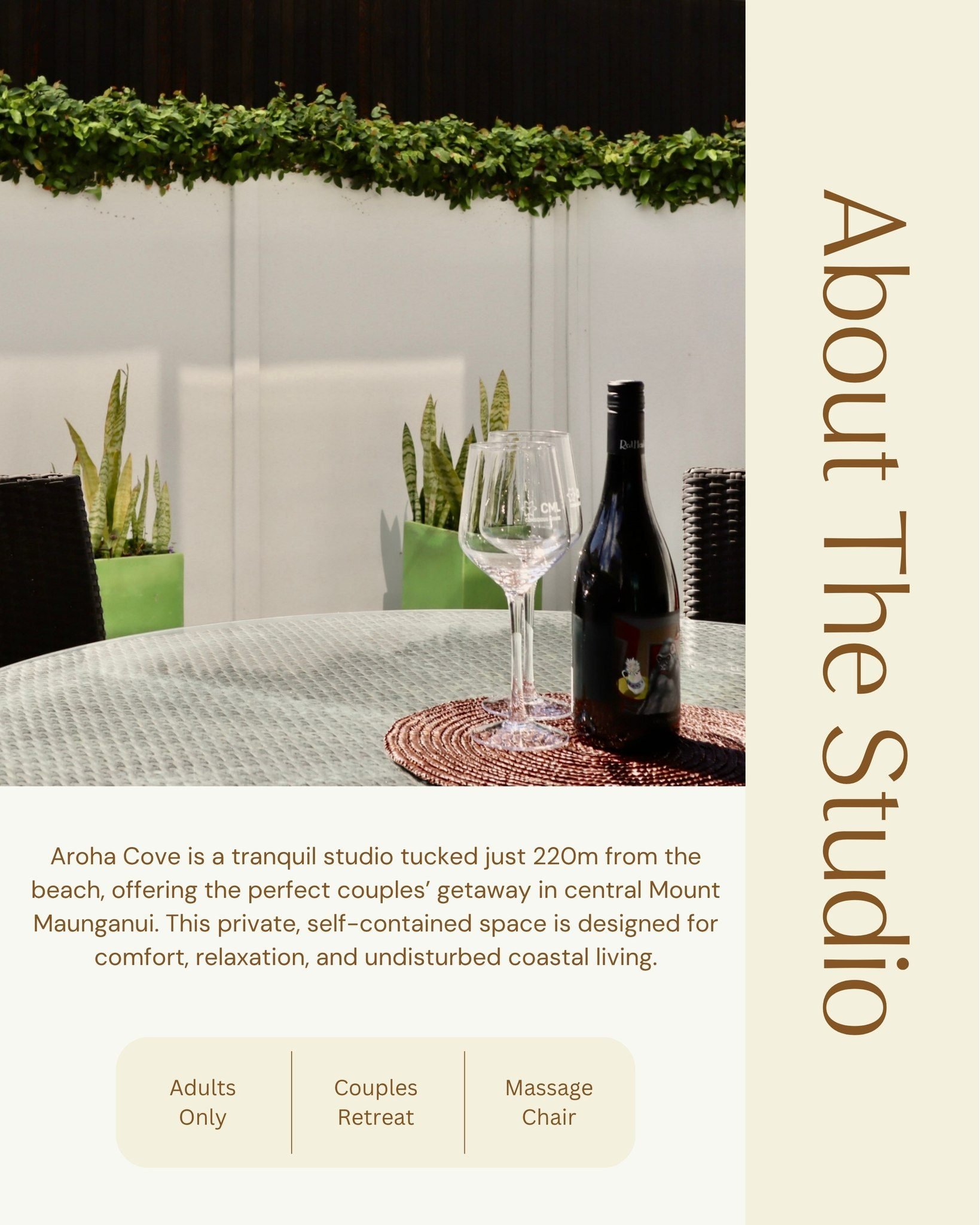 Your comfort is our priority. Aroha Cove offers a pod coffee machine for your mornings, a serene bathroom, and a massage chair for unwinding after a day on the mount. Intimate, private, and thoughtfully equipped for two.

Open to book from 1 November