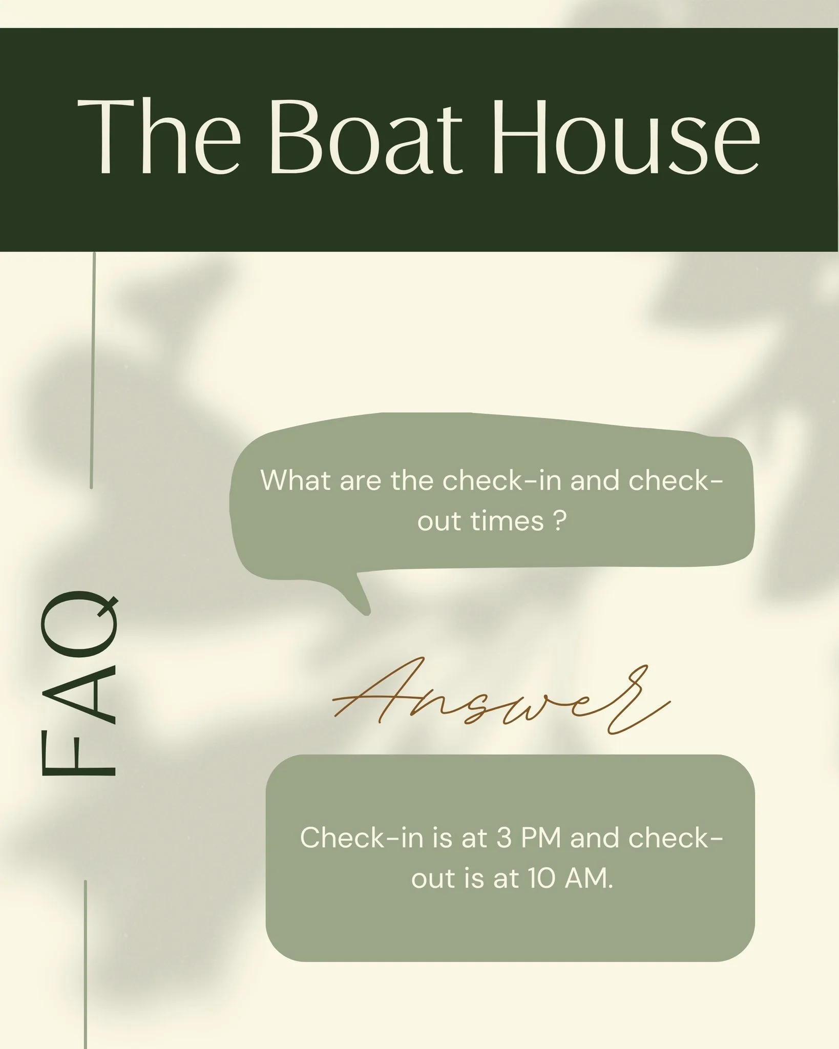 Have questions about The Boat House? We&rsquo;ve answered some of the most common ones to help you plan your stay. If there&rsquo;s anything else you&rsquo;re curious about, just send us a message &ndash; we&rsquo;re always happy to help! Book your e