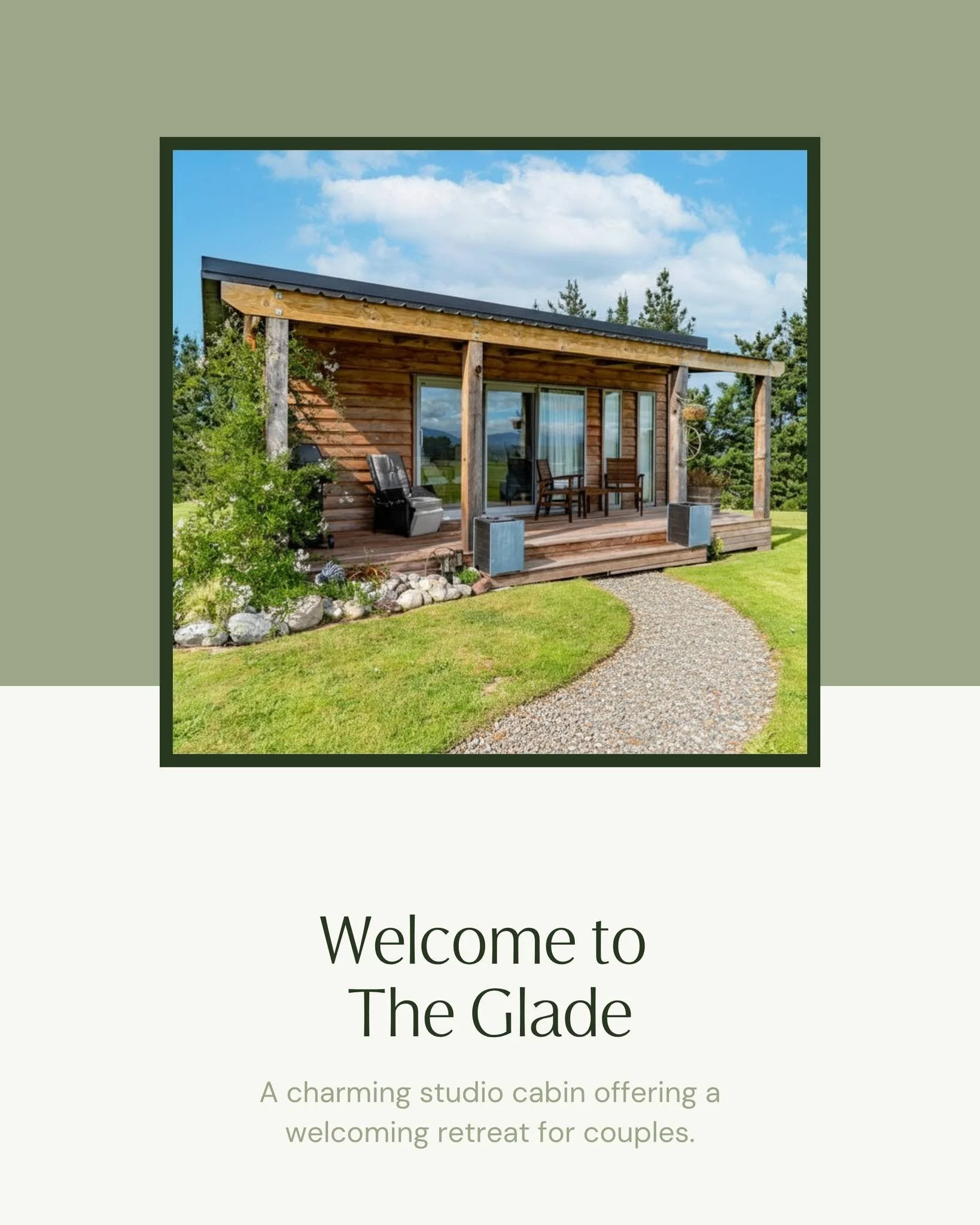 Introducing The Glade &ndash; a warm and inviting studio cabin designed for couples seeking calm, connection, and a slower pace. 
Nestled within John Barron Retreat, The Glade offers soft, light-filled interiors, peaceful surroundings, and access to 