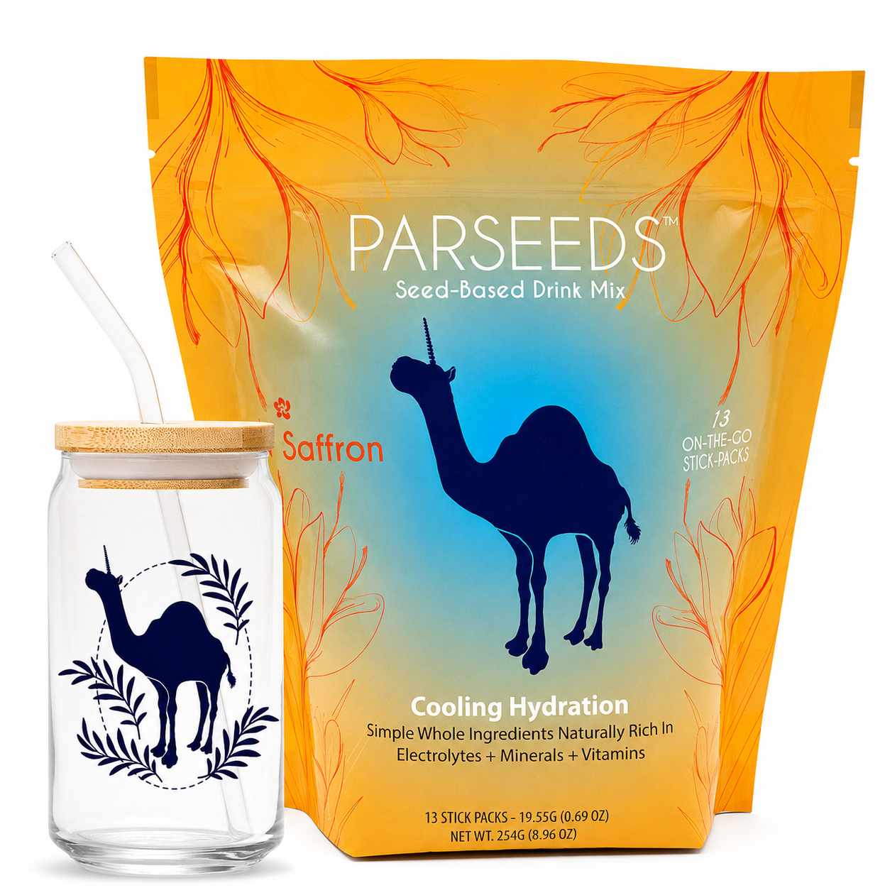 PARSEEDS: Khakshir Mix (13 Stick Pouch) + Ollie Glass Bottle