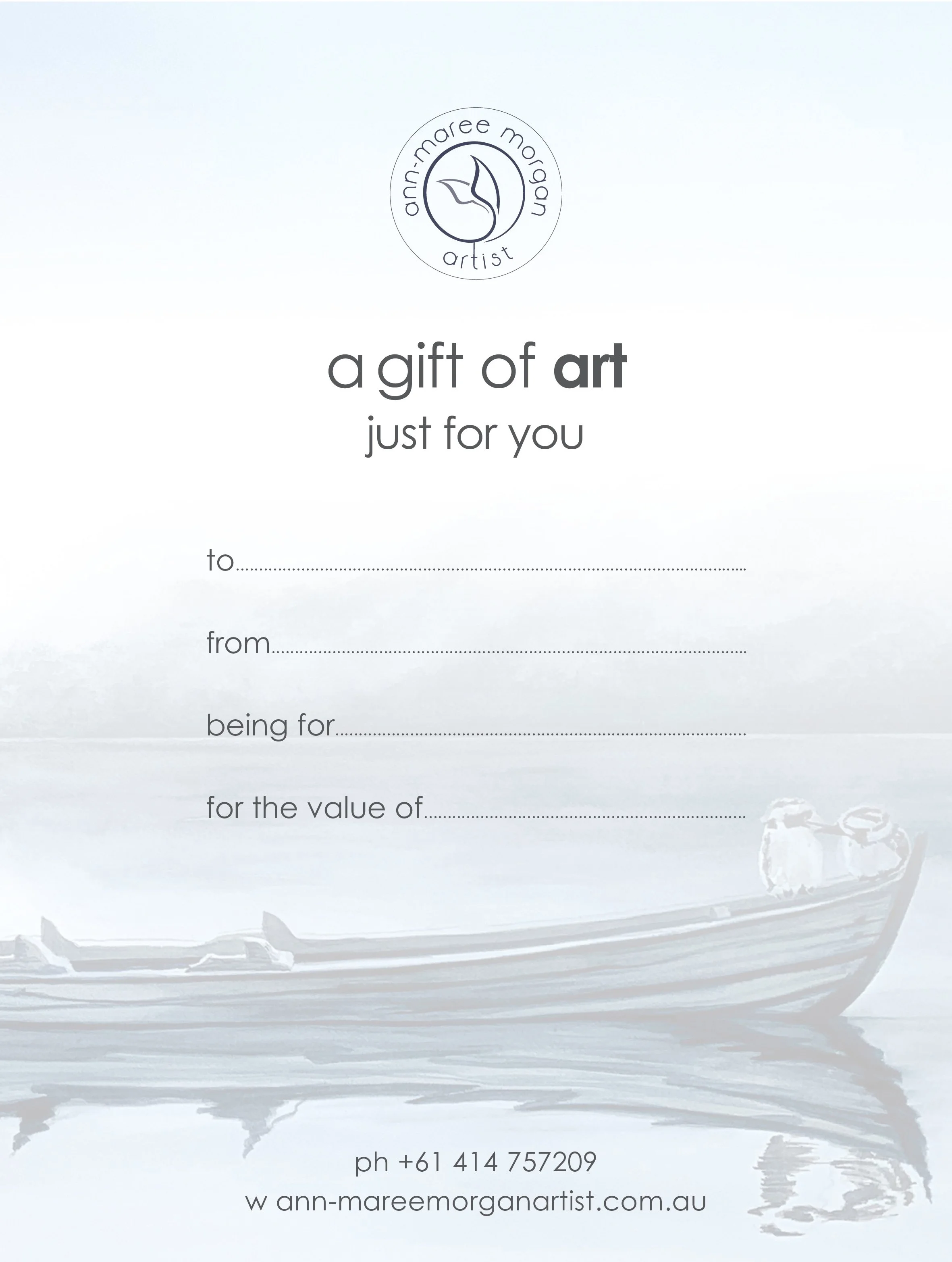 Custom Art Gift Card - by Ann-maree Morgan