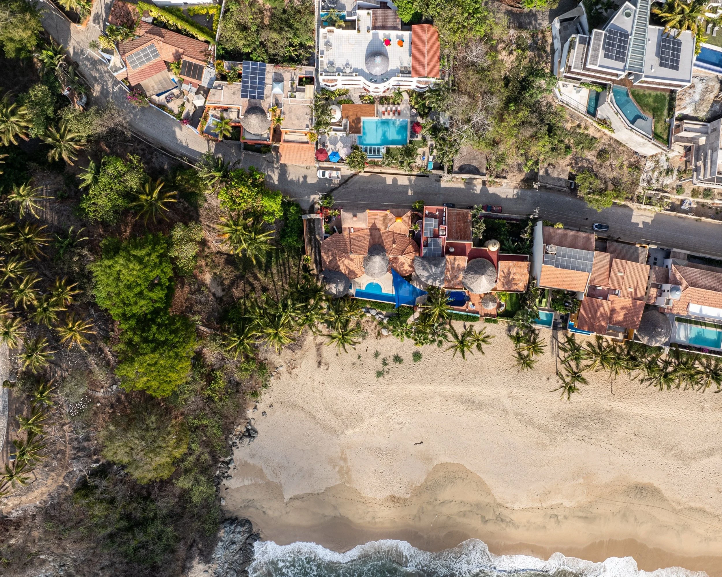 Aerial View - Alma Vida is just steps from the beach (1 row back)