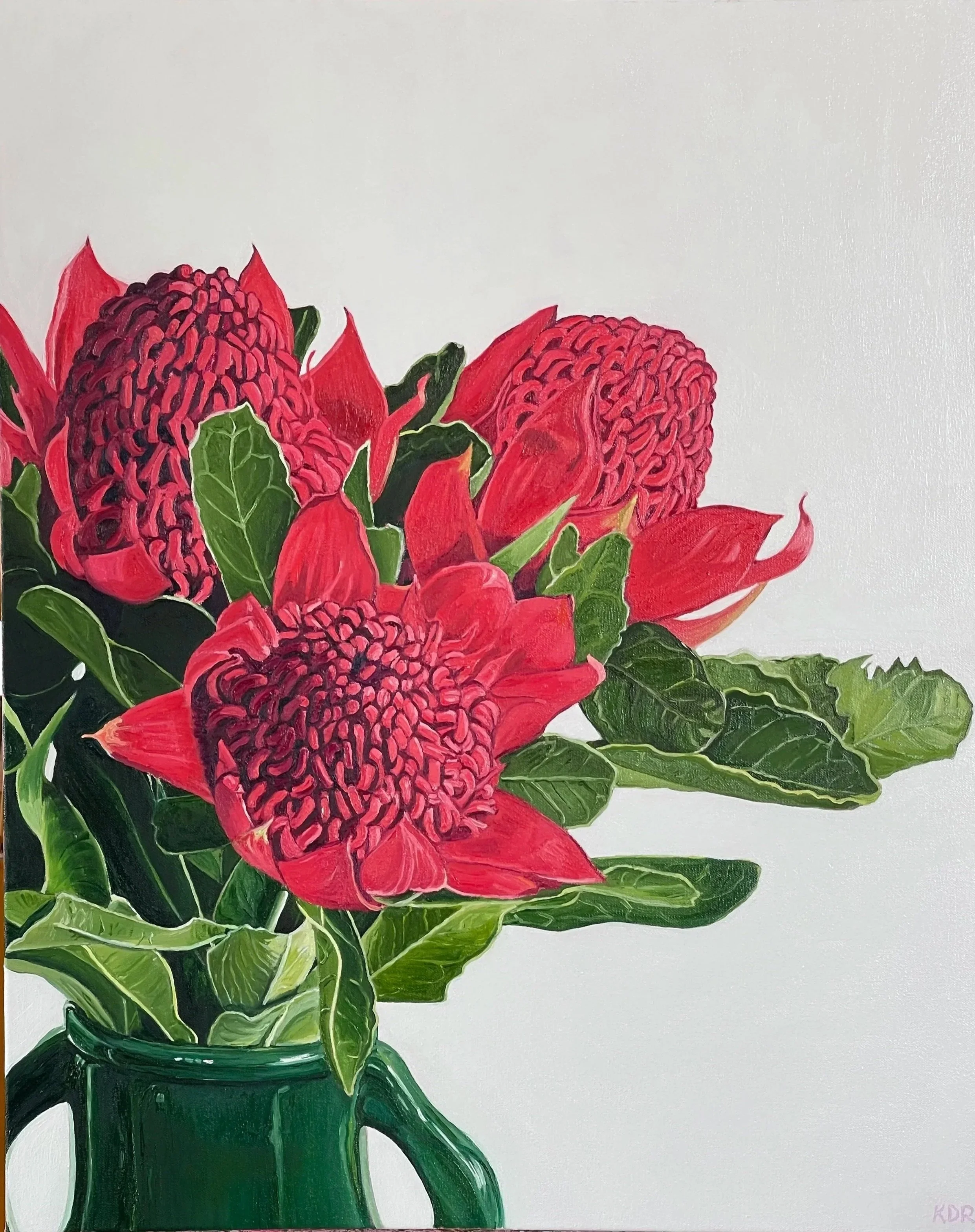 Waratahs in vase 2 , oil on canvas SOLD