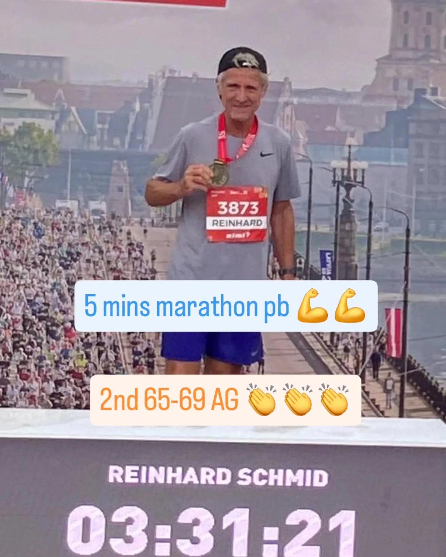 Huge congratulations to Reinhard in the Riga Marathon this morning!!!! Taking second in his age group with a huge 5 mins pb just 7 weeks after achieving that pb in St Tropez.  Having had a strong background in running when joining TTA's remote runnin