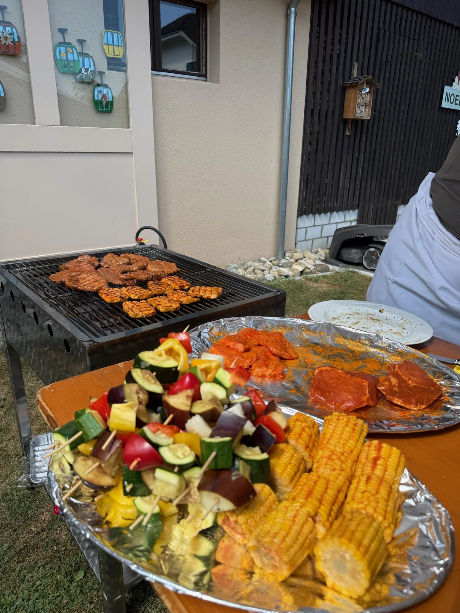Grillbuffet mit Fleisch und Vegi Alternativen