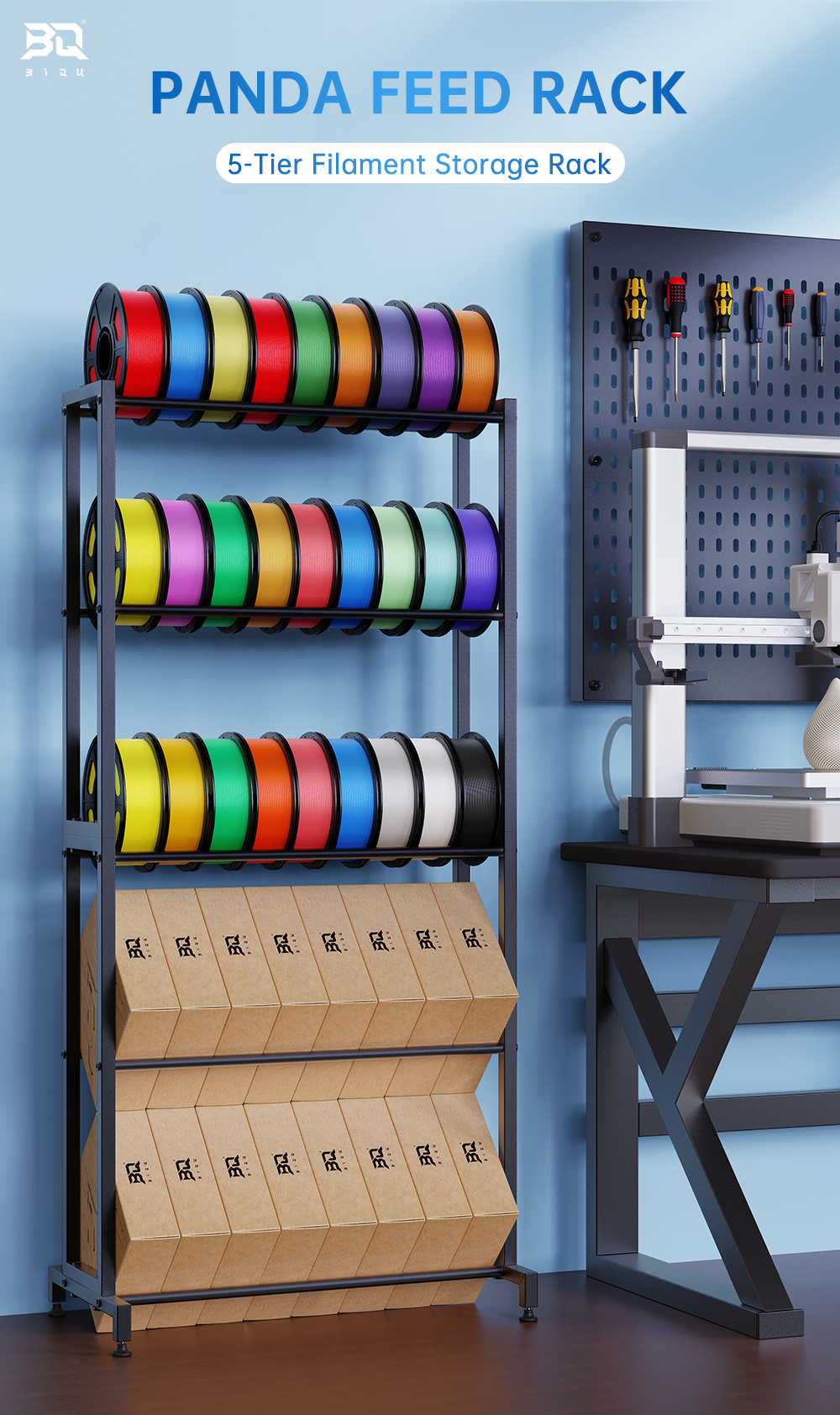 Panda Feed Rack Stackable Organizer for 3D Printing Filament Home Storage and Easy Installation