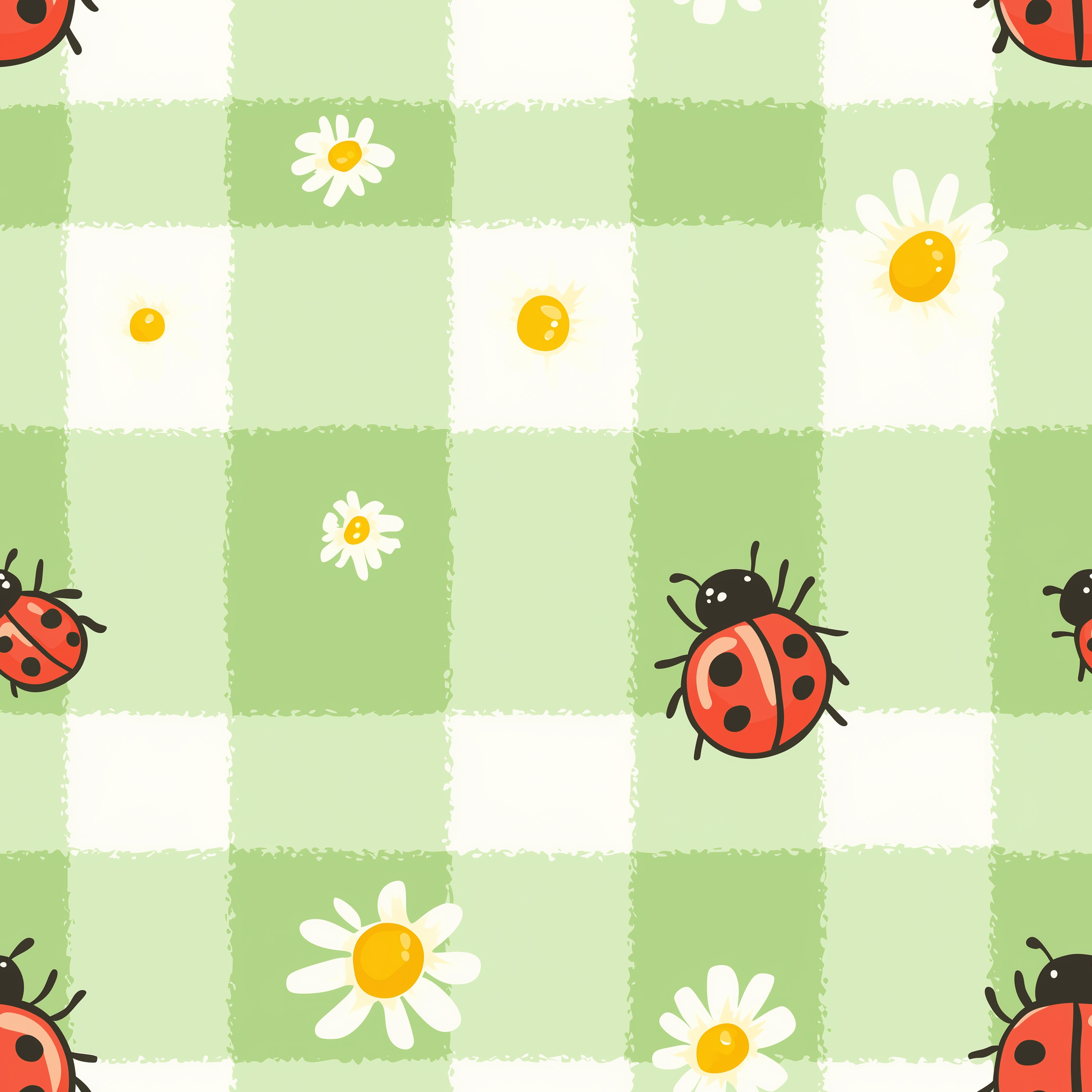 Midjourney Craft Idea: Tiled Patterns for Crafting: Lady Bugs in Spring