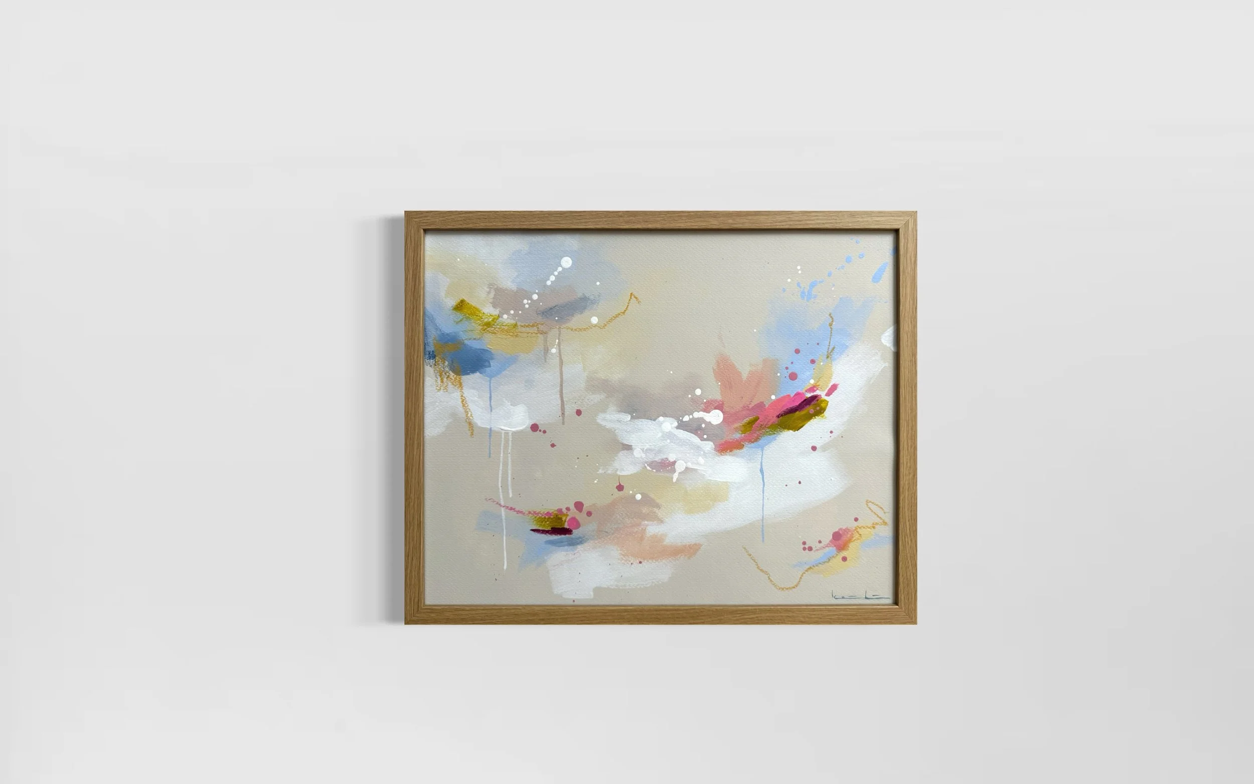 Light Cashmere x Powder Blue, Acryl u Ölpastellkreide auf Papier, 42x 52x 3cm inkl. Rahmen,2026