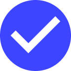 Blue circle icon with a white checkmark inside, commonly used to indicate confirmation, success, or completion.