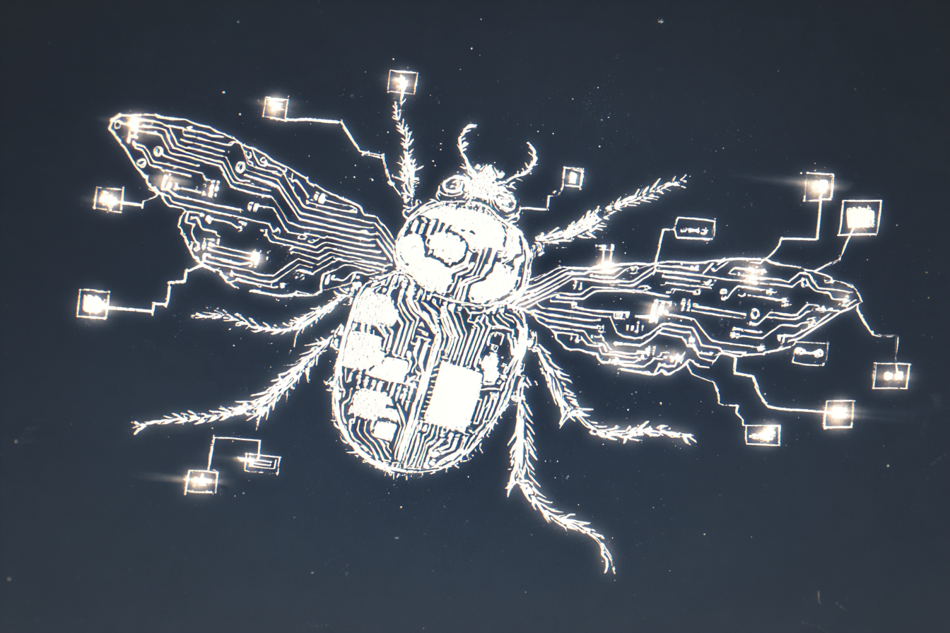 Scarab motherboard hybrids escaping into the void — Atlas K cosmic horror