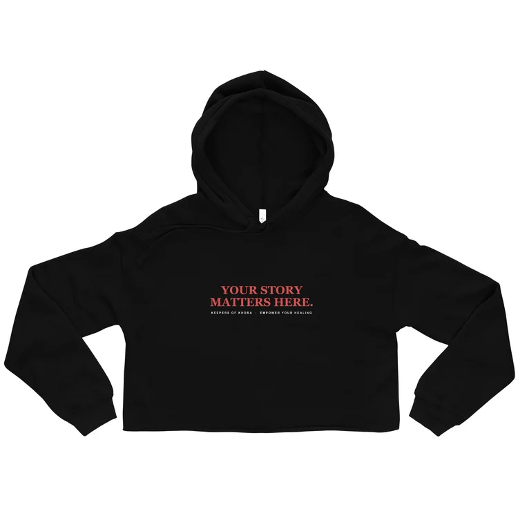 Keepers of Khora Crest Crop Hoodie, Red crest