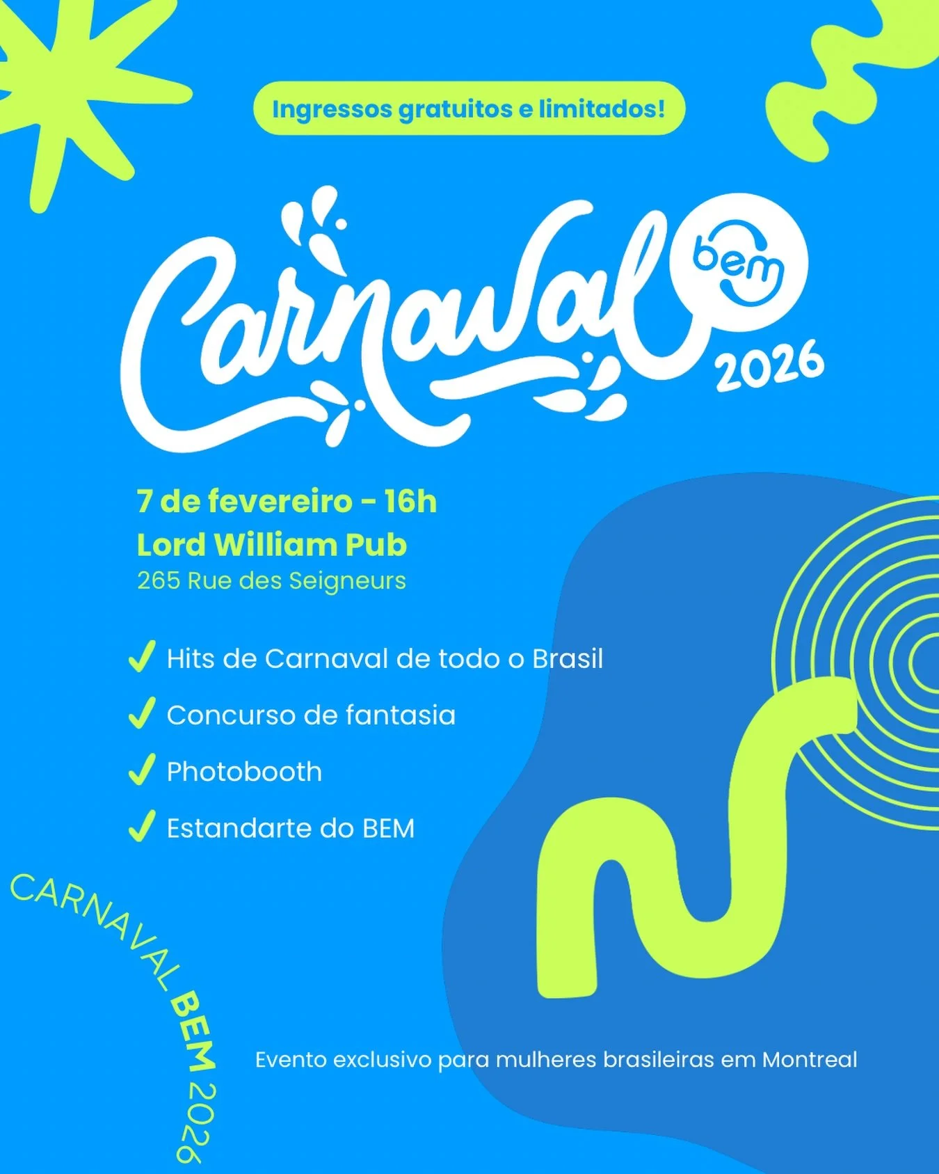 Prepara o glitter e a fantasia porque o Carnaval do BEM t&aacute; chegando ✨

A terceira edi&ccedil;&atilde;o vem a&iacute; pra matar a saudade do nosso Carnaval brasileiro com muita m&uacute;sica, encontros e energia brasileira, mesmo no frio do inv
