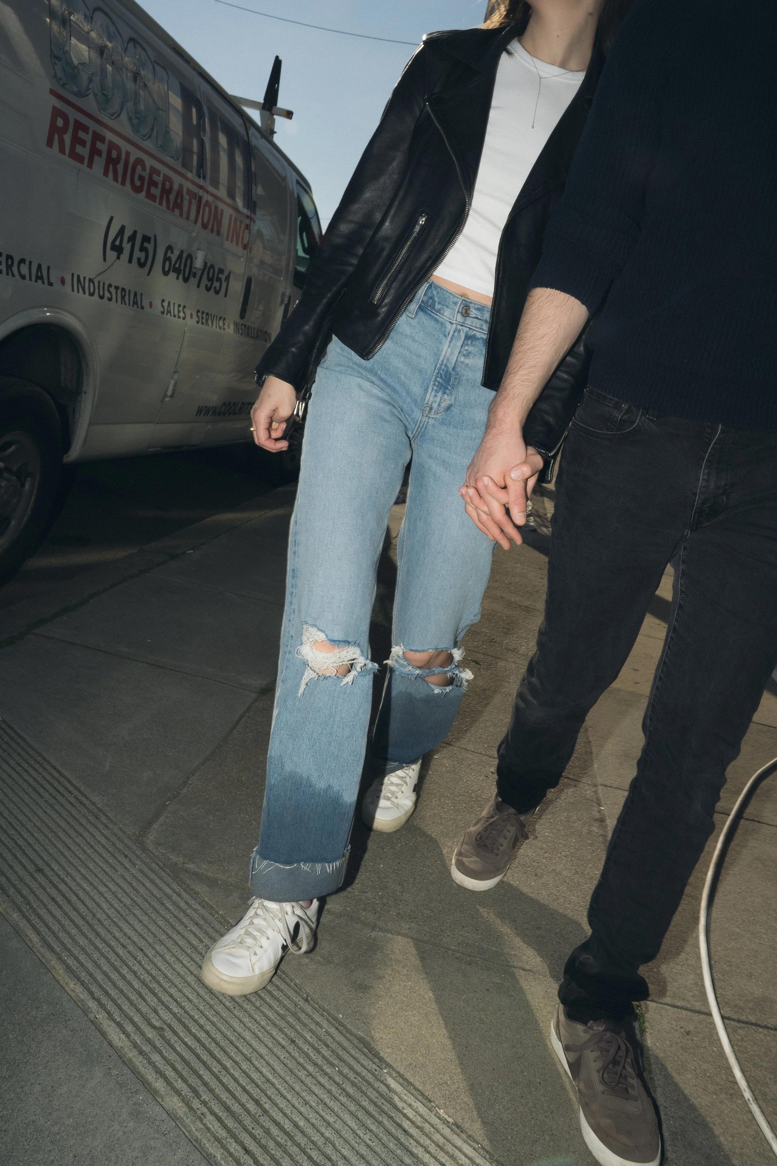 couples engagement session in San Francisco city on film