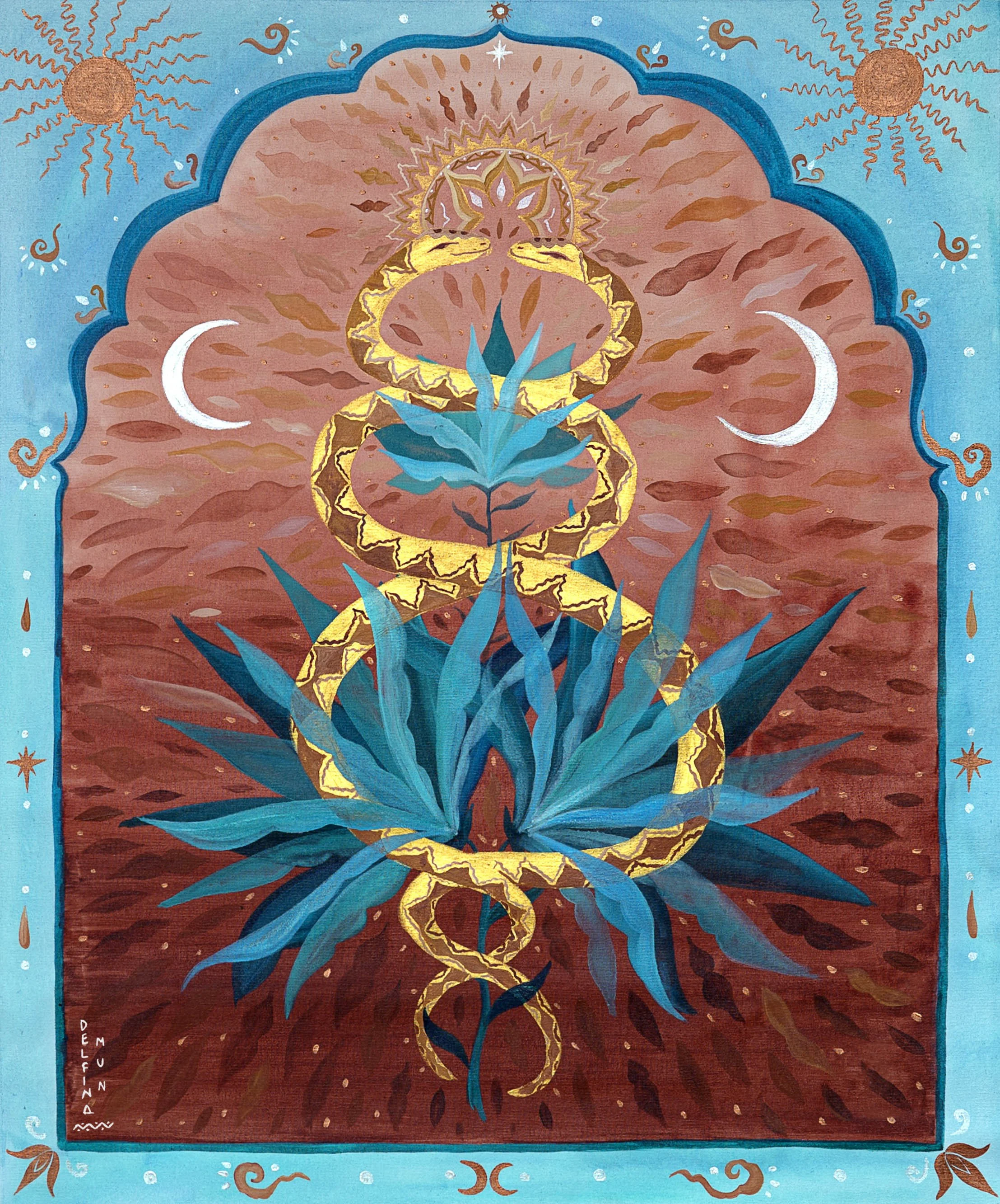 Ome Coatl / Delfina Mun / 70x58 cm / acrylic on canvas / Sold