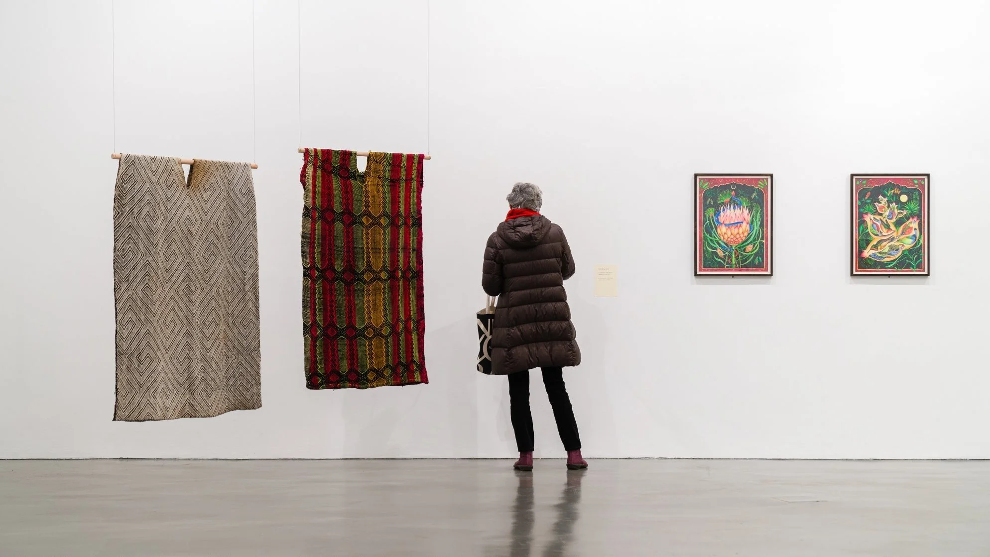 Huni Kuin Textiles and Delfina's paintings at GAA: Holistic Science and Wisdom Traditions, The Exchange.