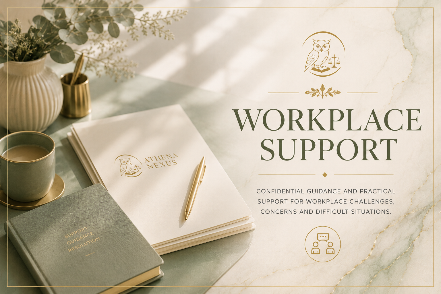 Workplace Support...

Resolve workplace challenges with practical, confidential support designed to help you move forward with confidence.