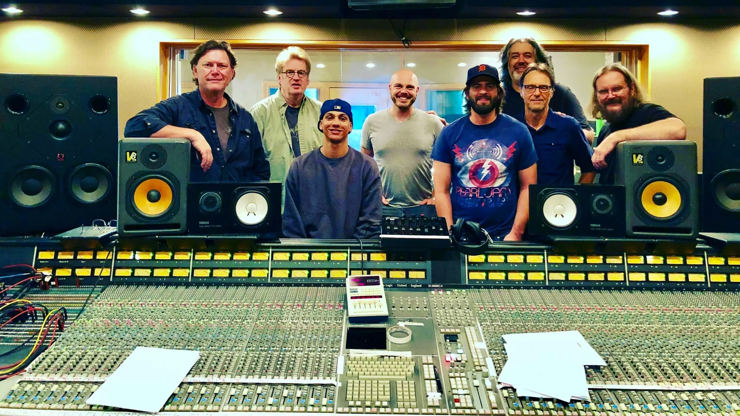 Recording team in a Nashville studio control room