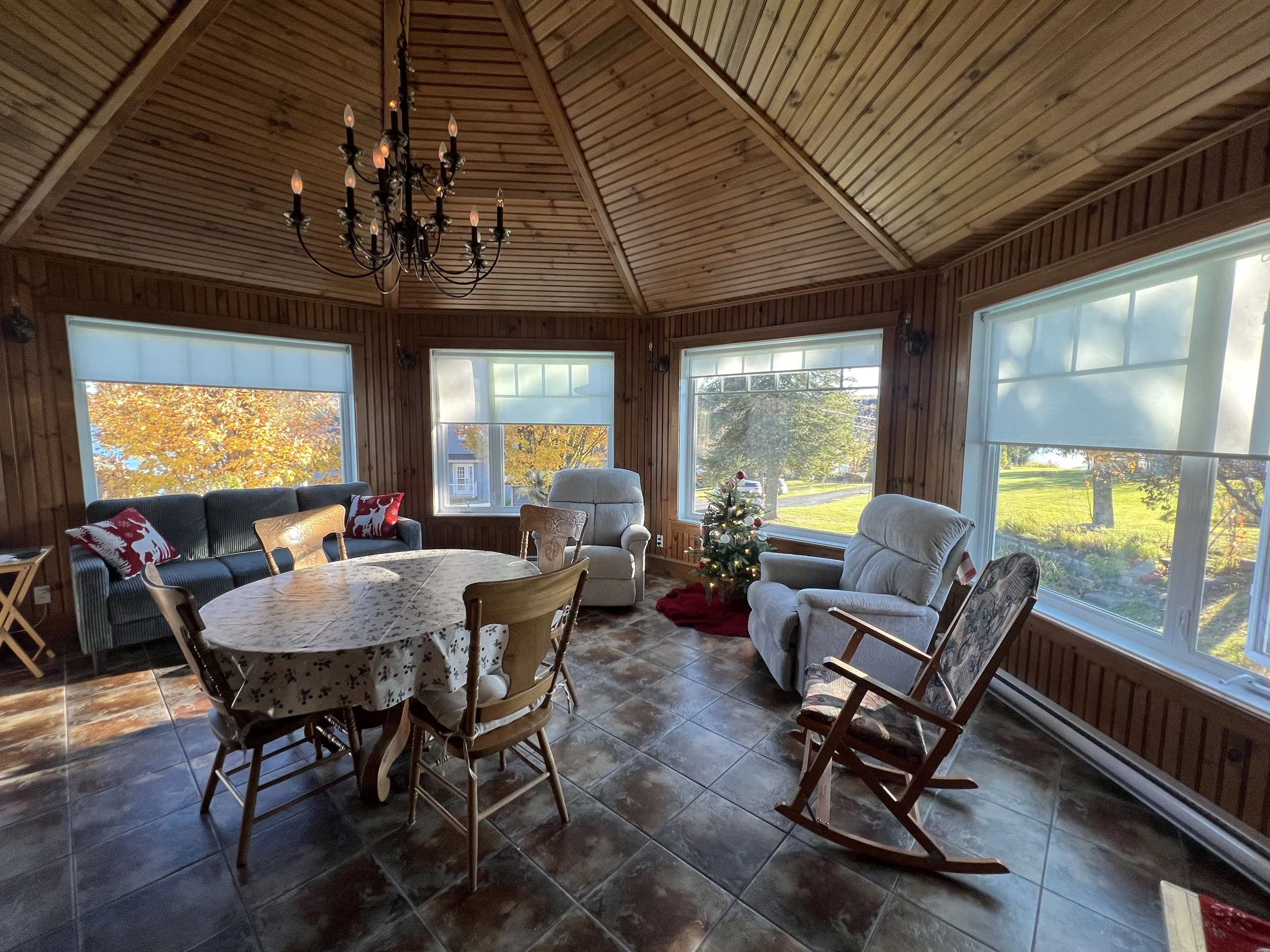Salle familiale avec vue du lac