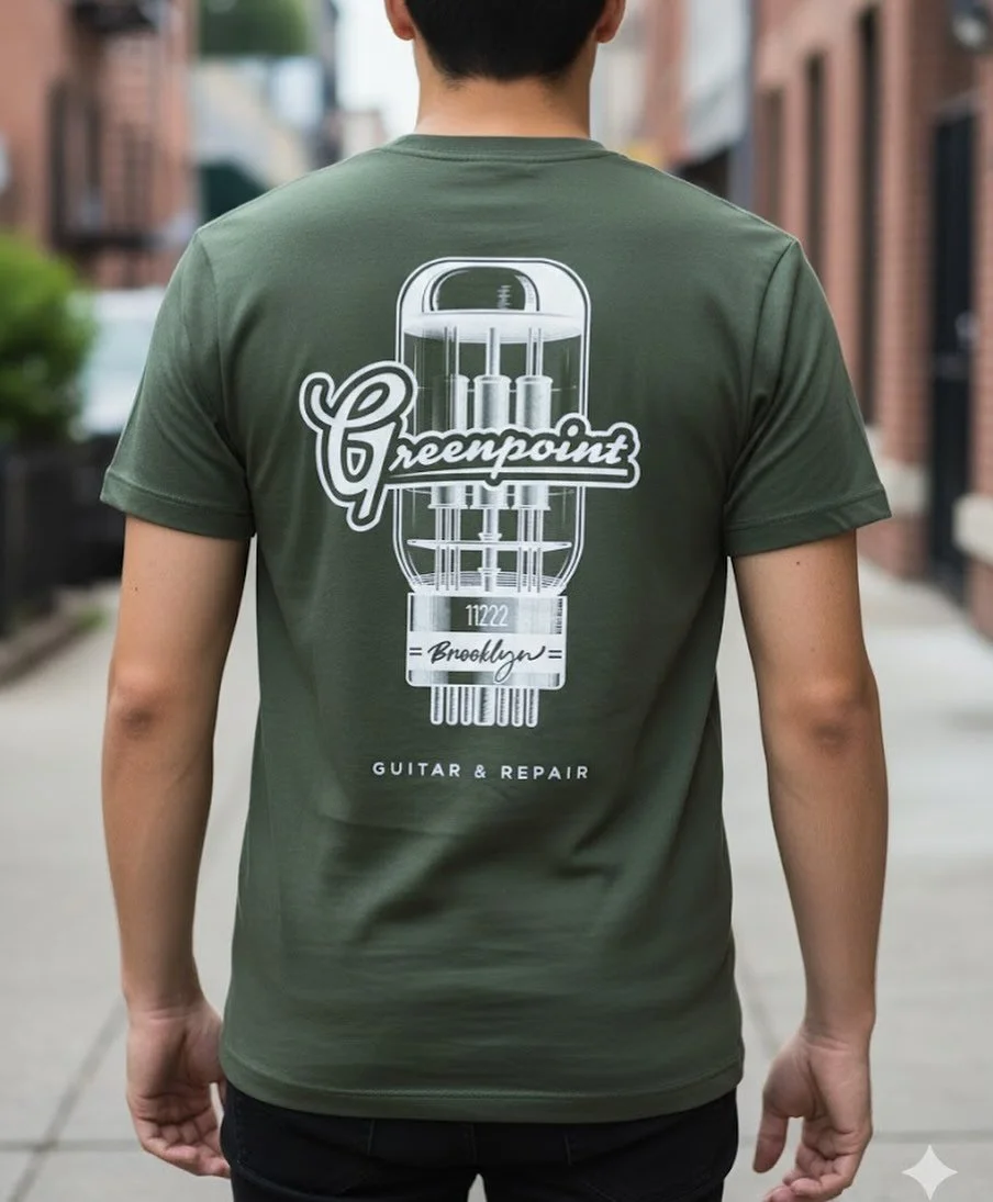 Got some shirts printed, ask me about em when you come to pick up your guitars, they also come in black. I&rsquo;ll throw them up in my web store after vacation 😎.