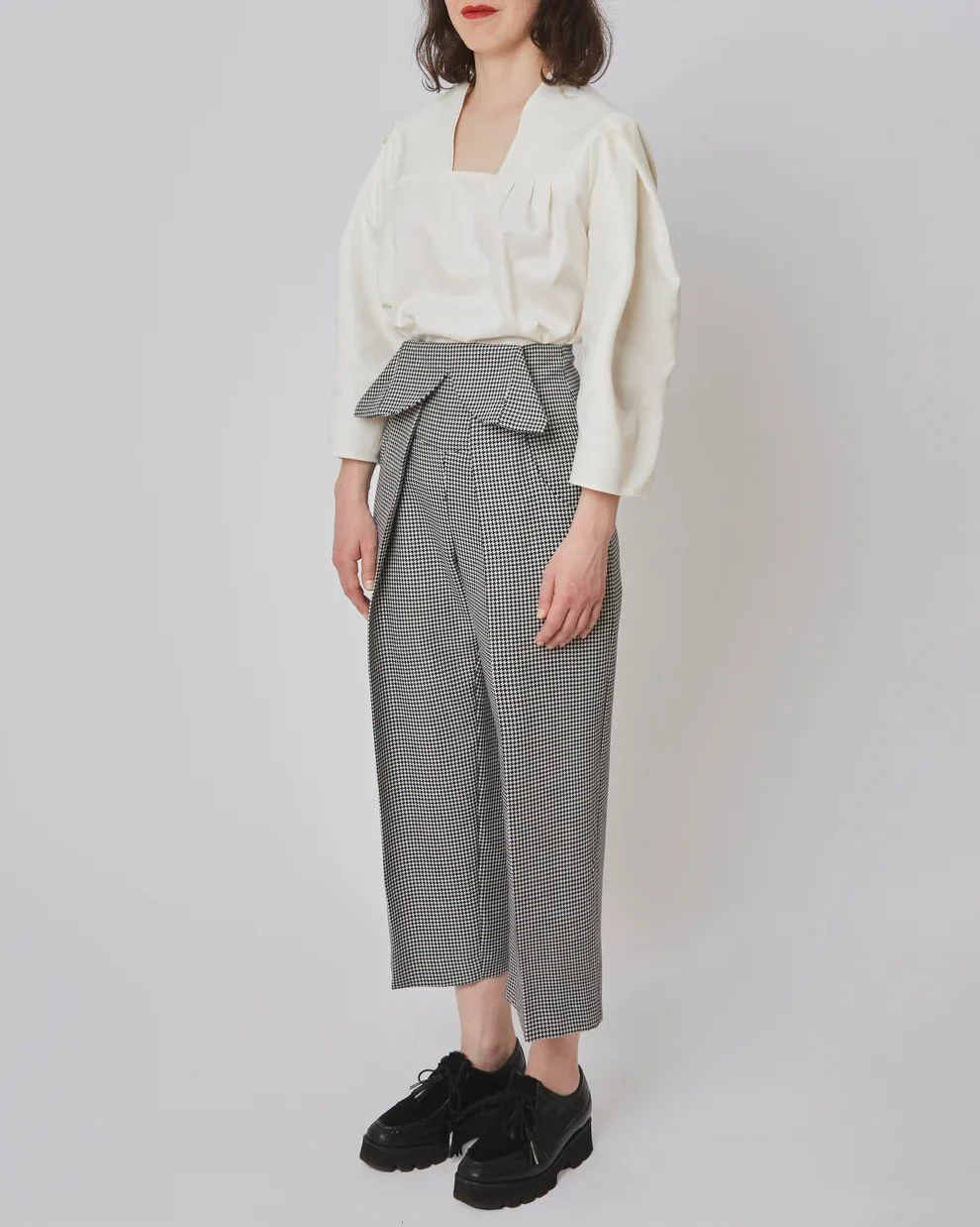 Karolina Blouse and Marlene Trousers Wool Houndstooth 