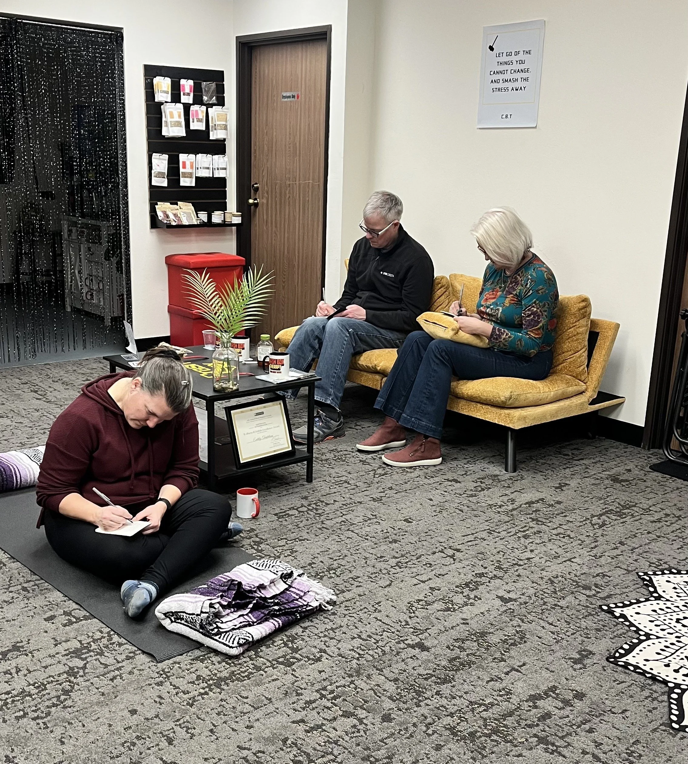 Journaling After Smash, Sound Bath- Crash Box Therapy. Smash & Soften 