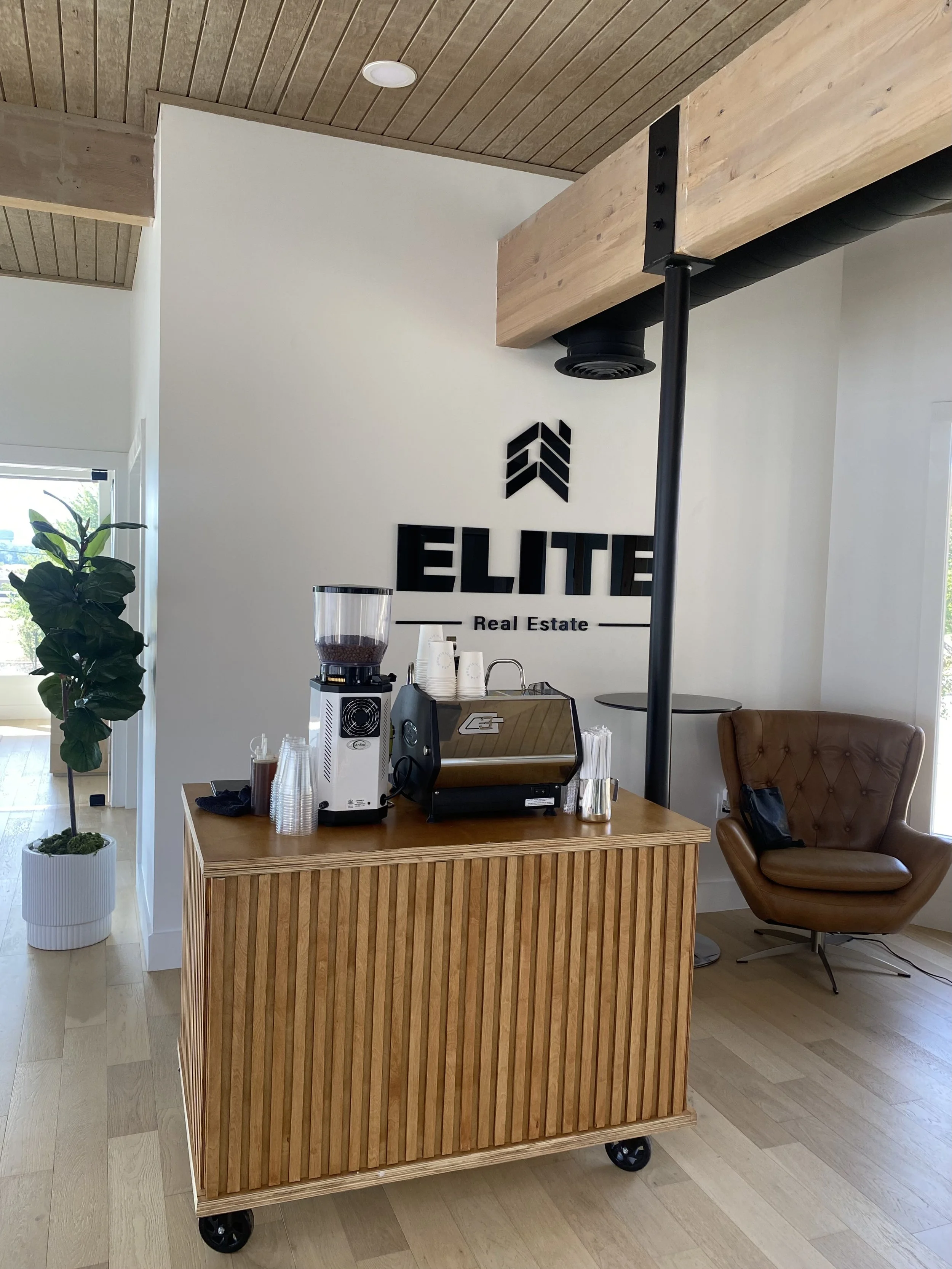 Mobile coffee truck providing gourmet espresso drinks for a corporate gathering in Dallas-Fort Worth, with professional coffee catering services.