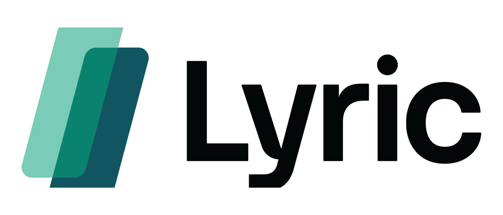 Lyric logo with stylized teal and dark green overlapping shapes to the left of the company name in black text.