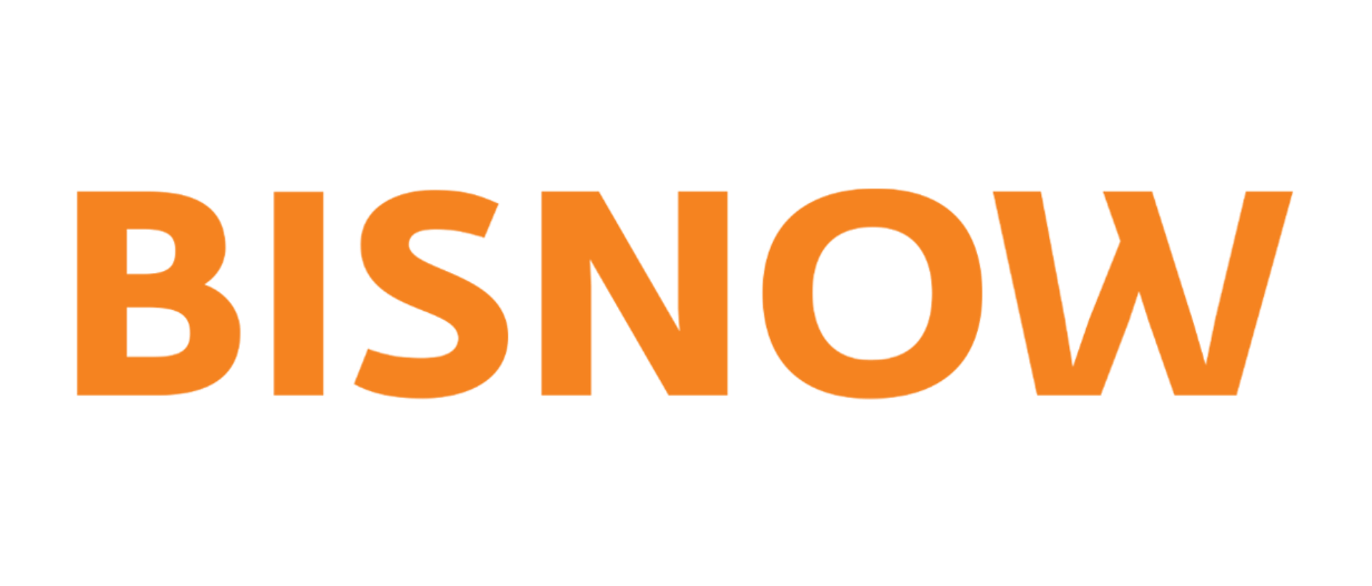 BISNOW logo with black background and orange text.