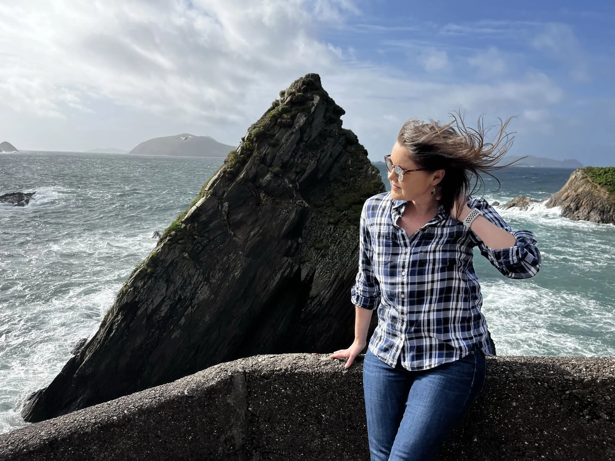 Woman by ocean