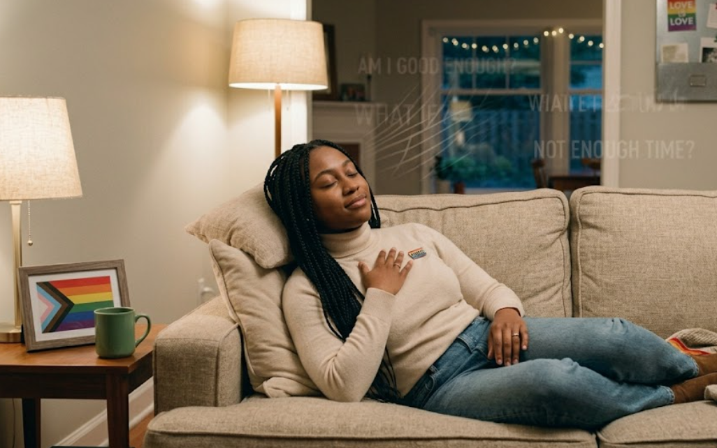 Person feeling relaxed and emotionally safe instead of overthinking or walking on eggshells in relationships