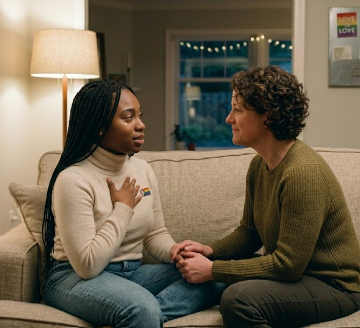 Person expressing vulnerable emotions while feeling heard and accepted in a safe relationship