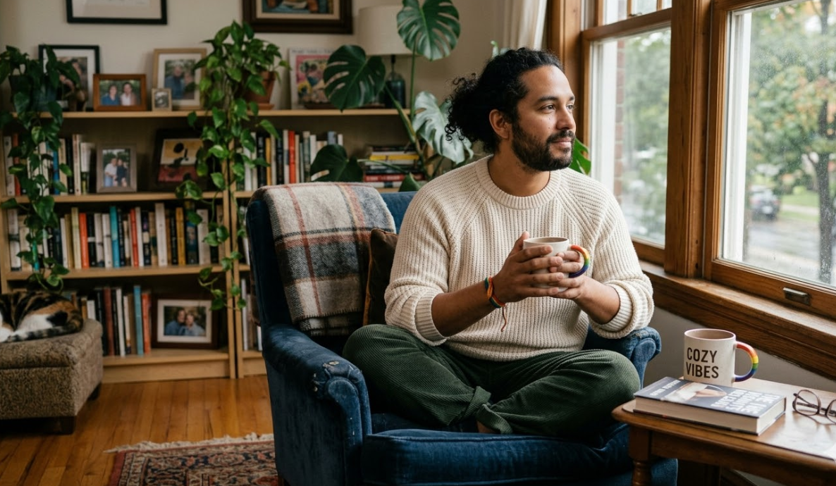 LGBTQIA+ adult reflecting on rejection sensitivity and anxiety in relationships