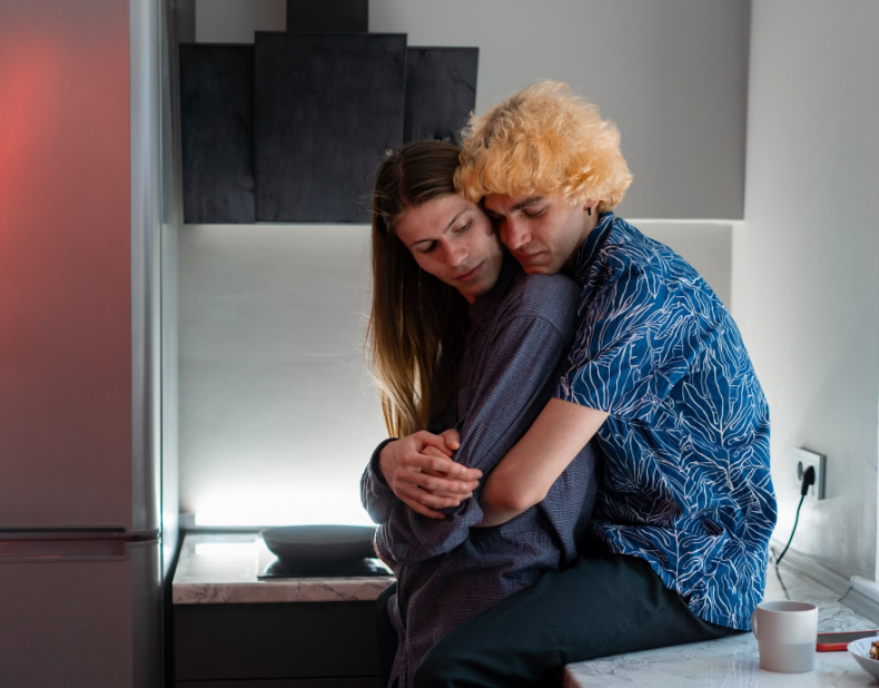 Couple offering each other emotional support and healthy reassurance in their relationship.