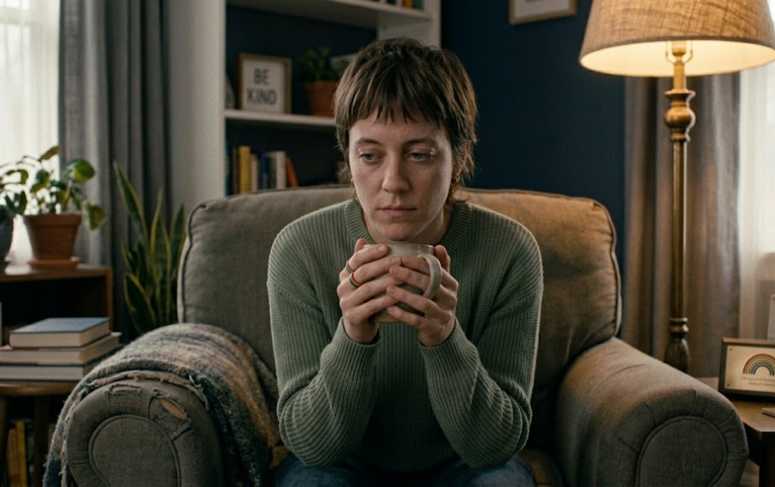 Person appearing emotionally overwhelmed and shut down during relationship conflict, representing anxiety, nervous system protection, and difficulty staying present